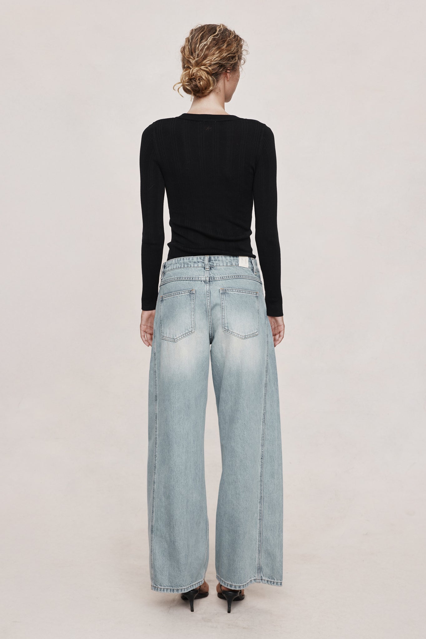Marle Wide Cross Stitch Jean // Faded Blue