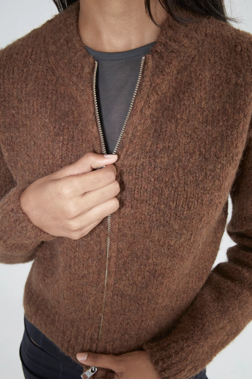 Paloma Wool Hasta Luego Zip Knit // Brown