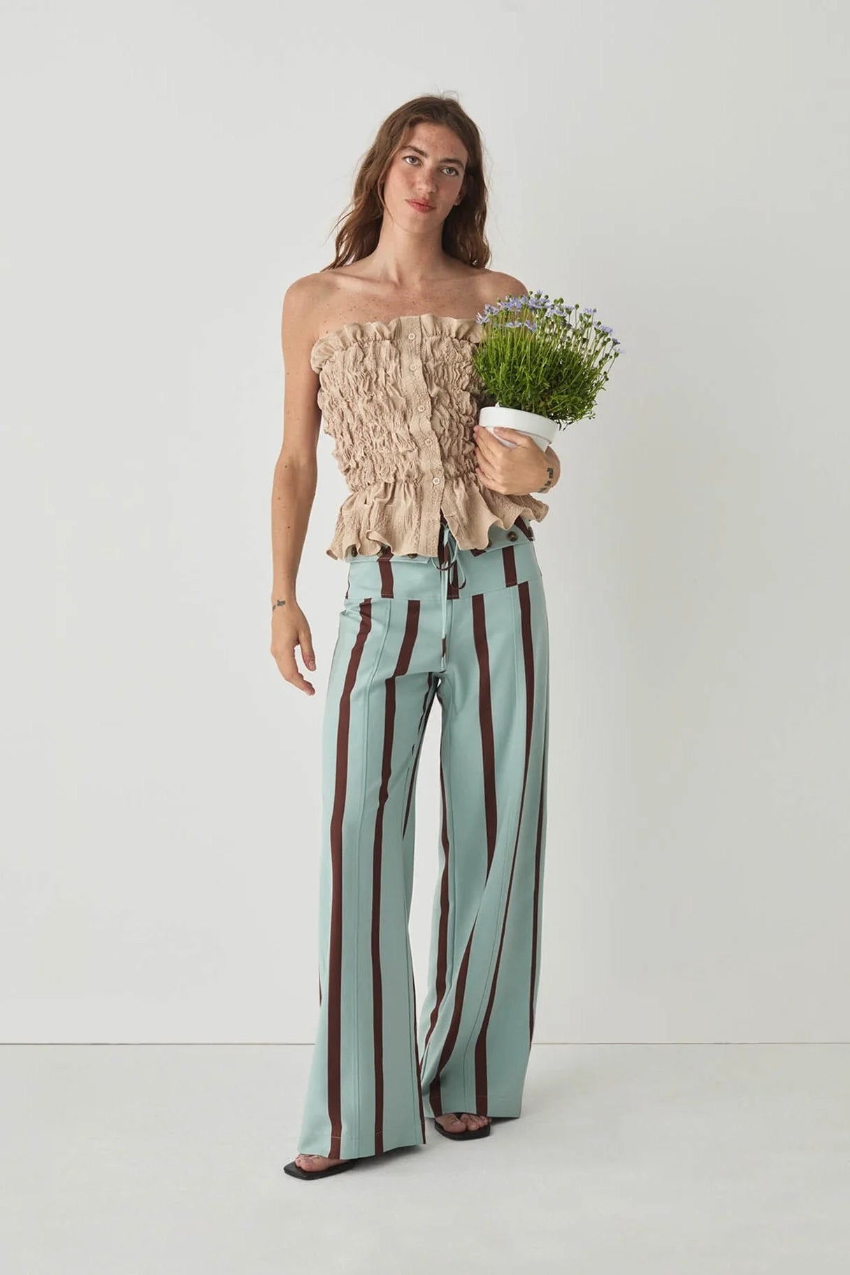 Laagam Tashi Striped Flow Pants // Turquoise