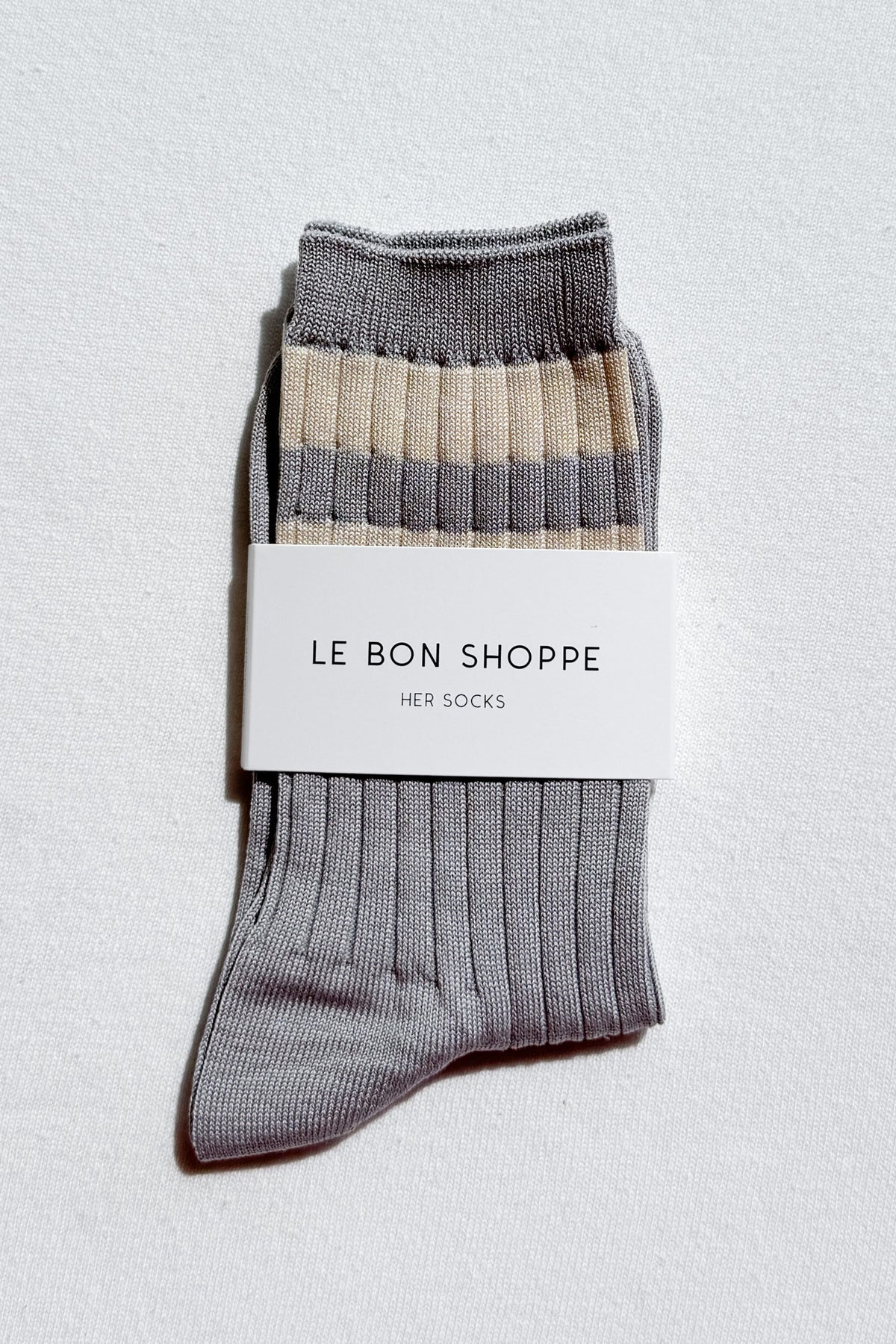 Le Bon Shoppe Her Varsity Socks // Stone White