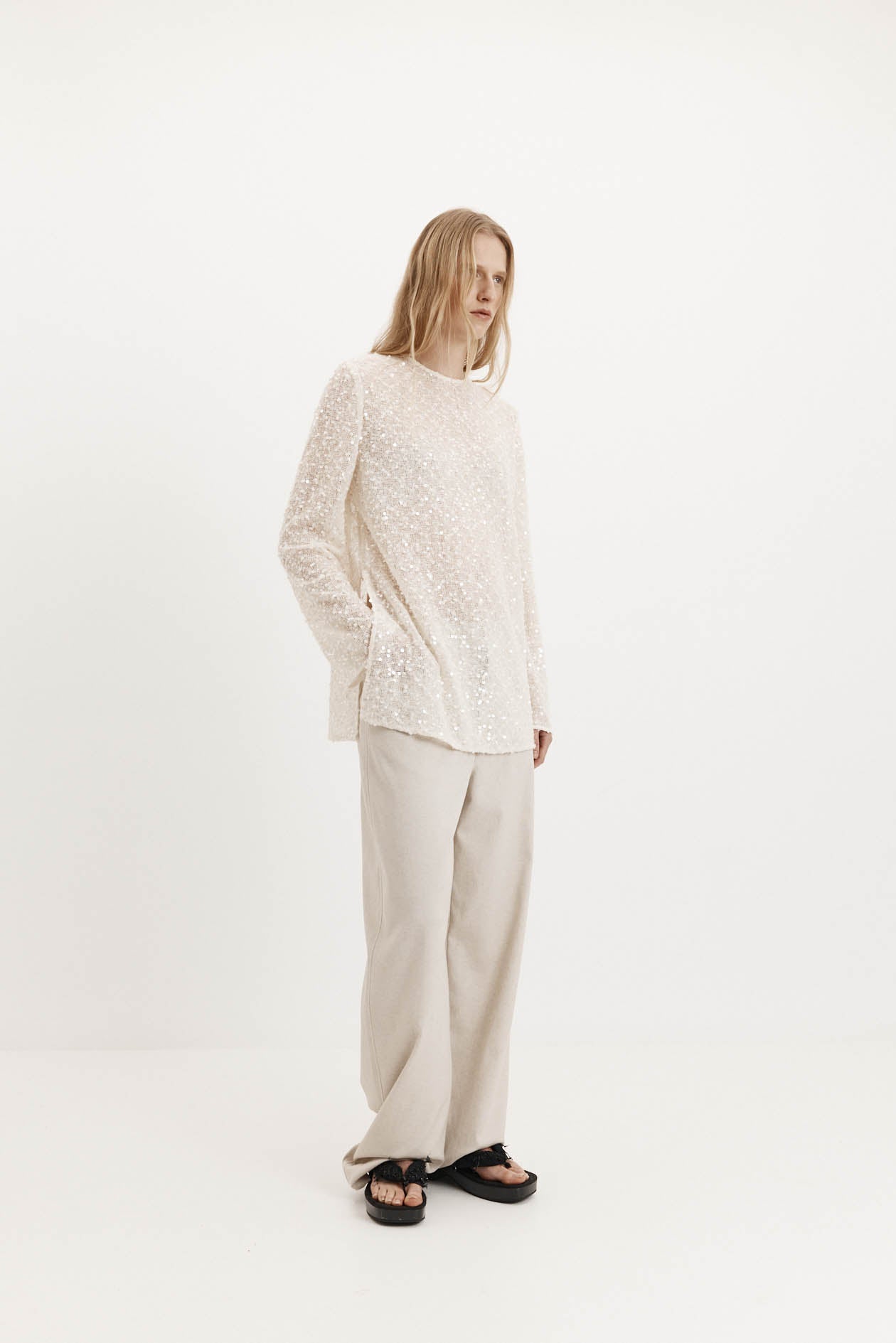 Harris Tapper Eva Top // Cream Sequin Knit