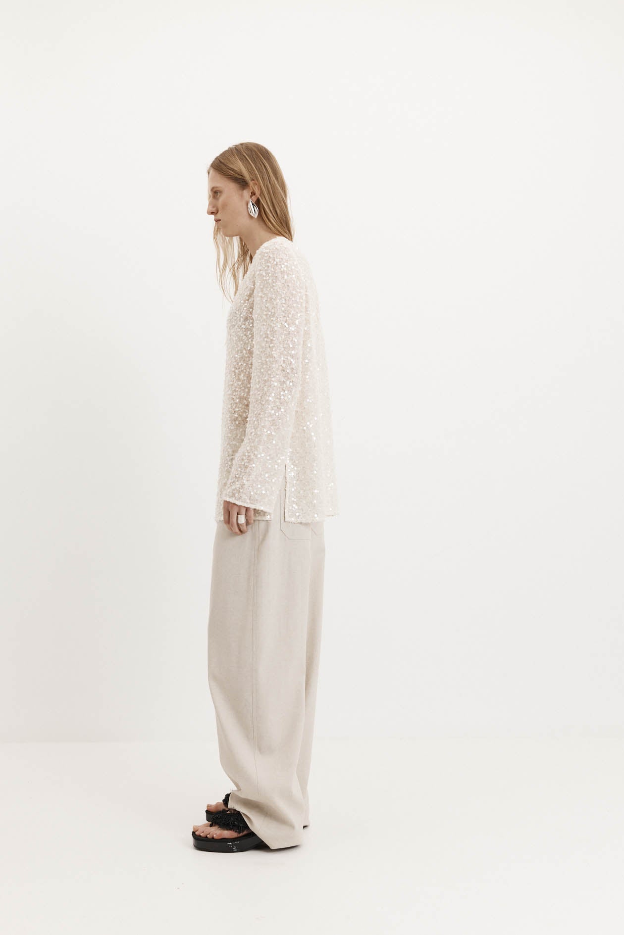 Harris Tapper Eva Top // Cream Sequin Knit