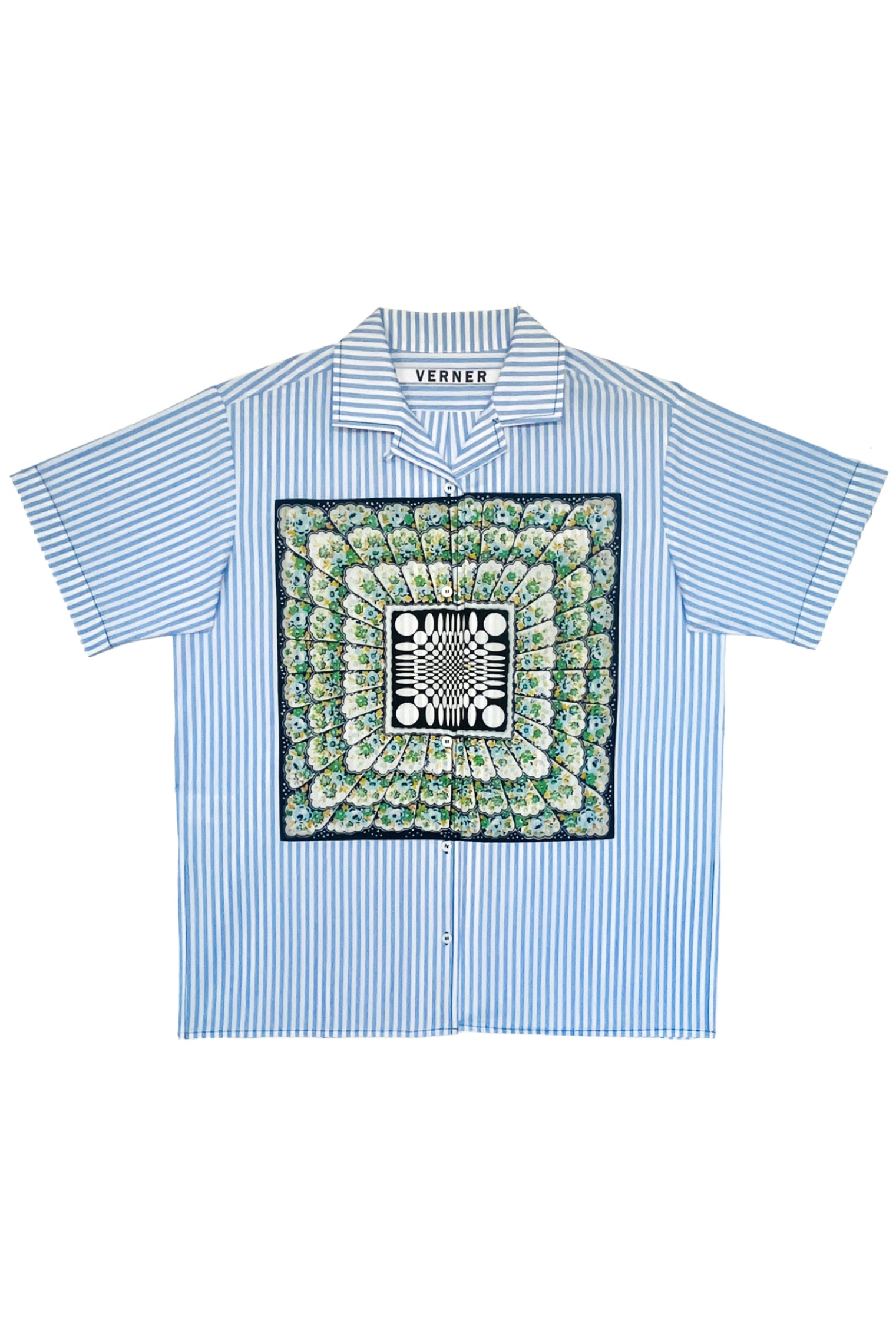 Verner Handkerchief Shirt // Light Blue w Square Motif