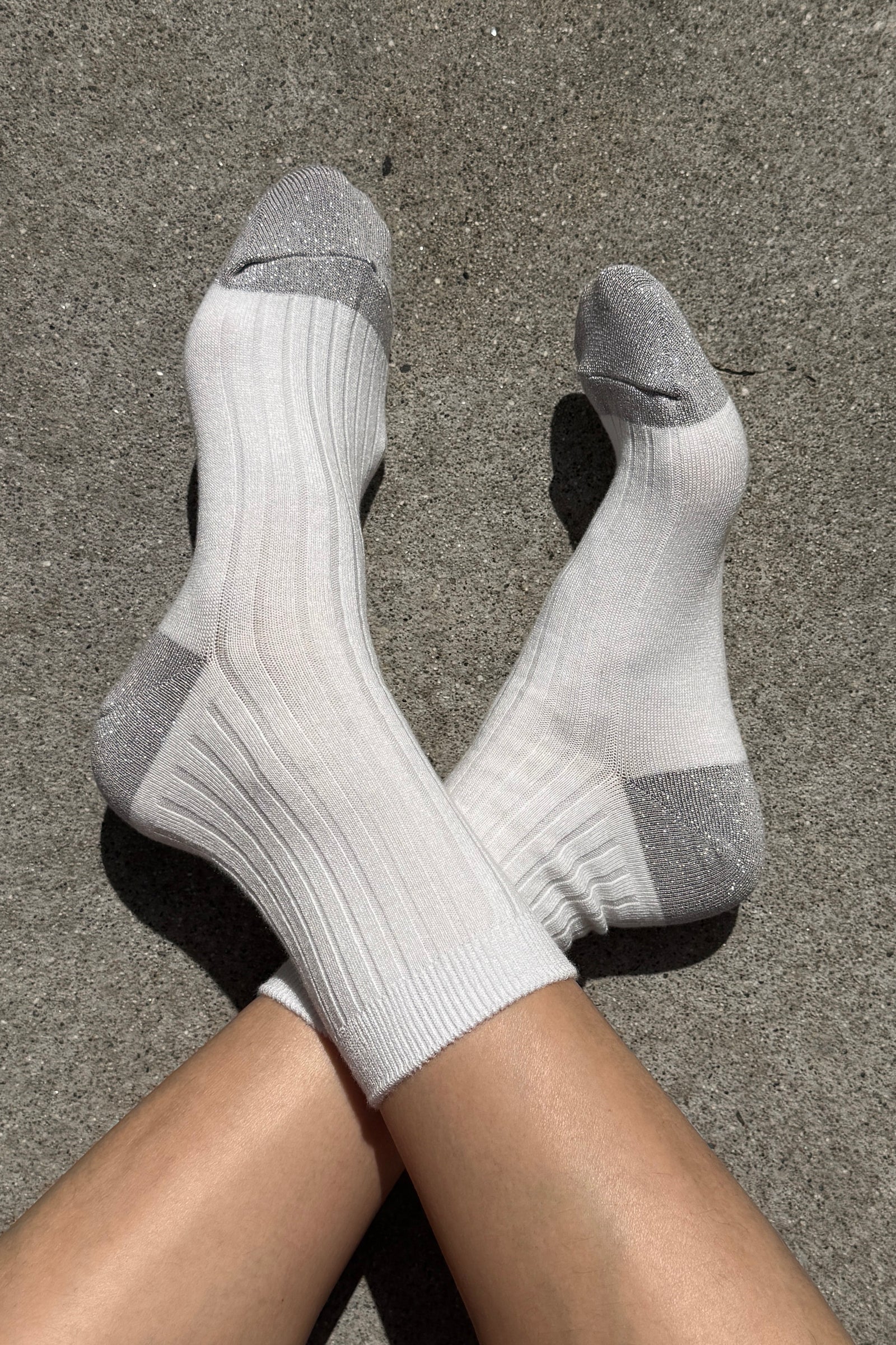 Le Bon Shoppe Her Glow Socks // White, Silver