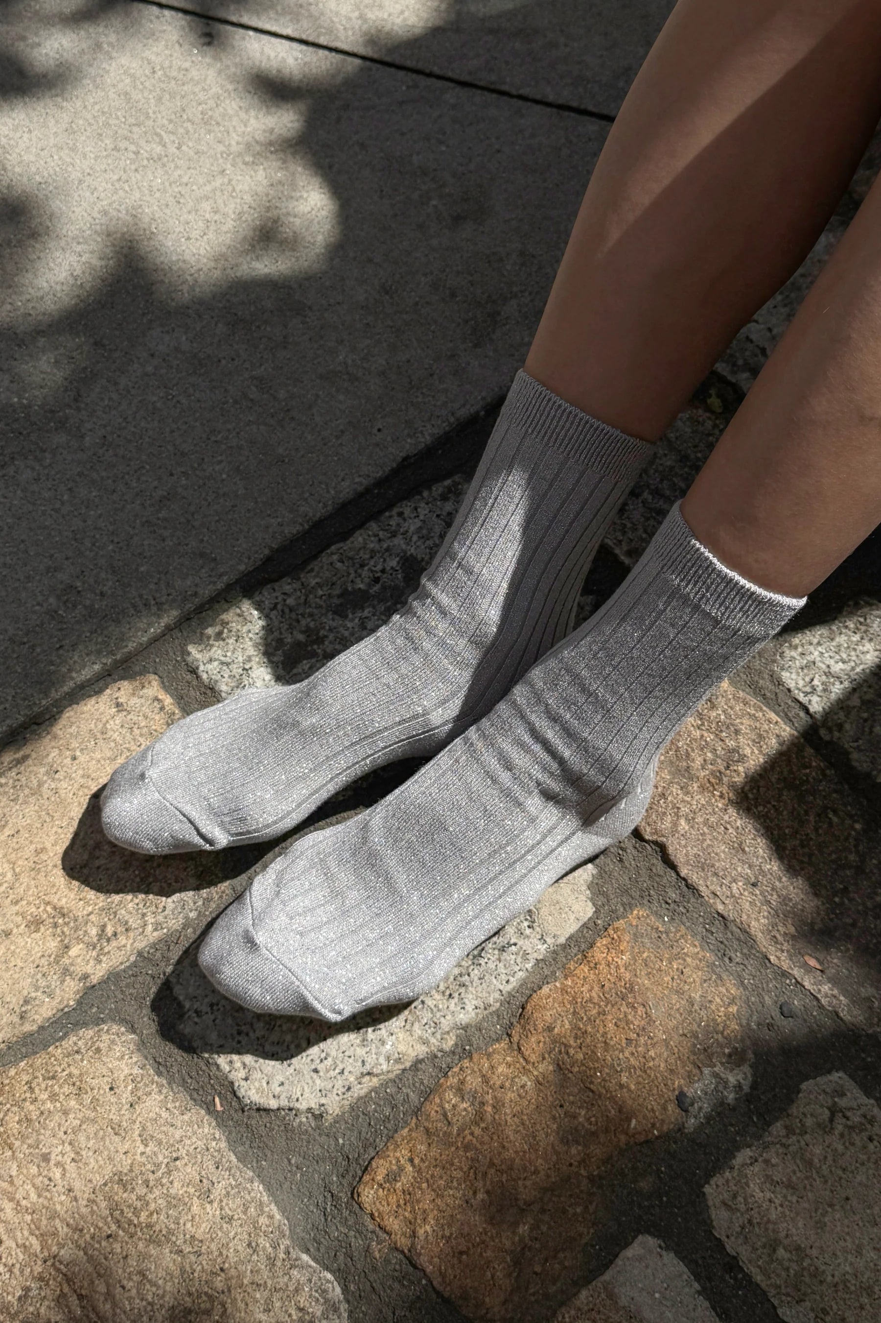 Le Bon Shoppe Her Socks Modal Lurex // Silver
