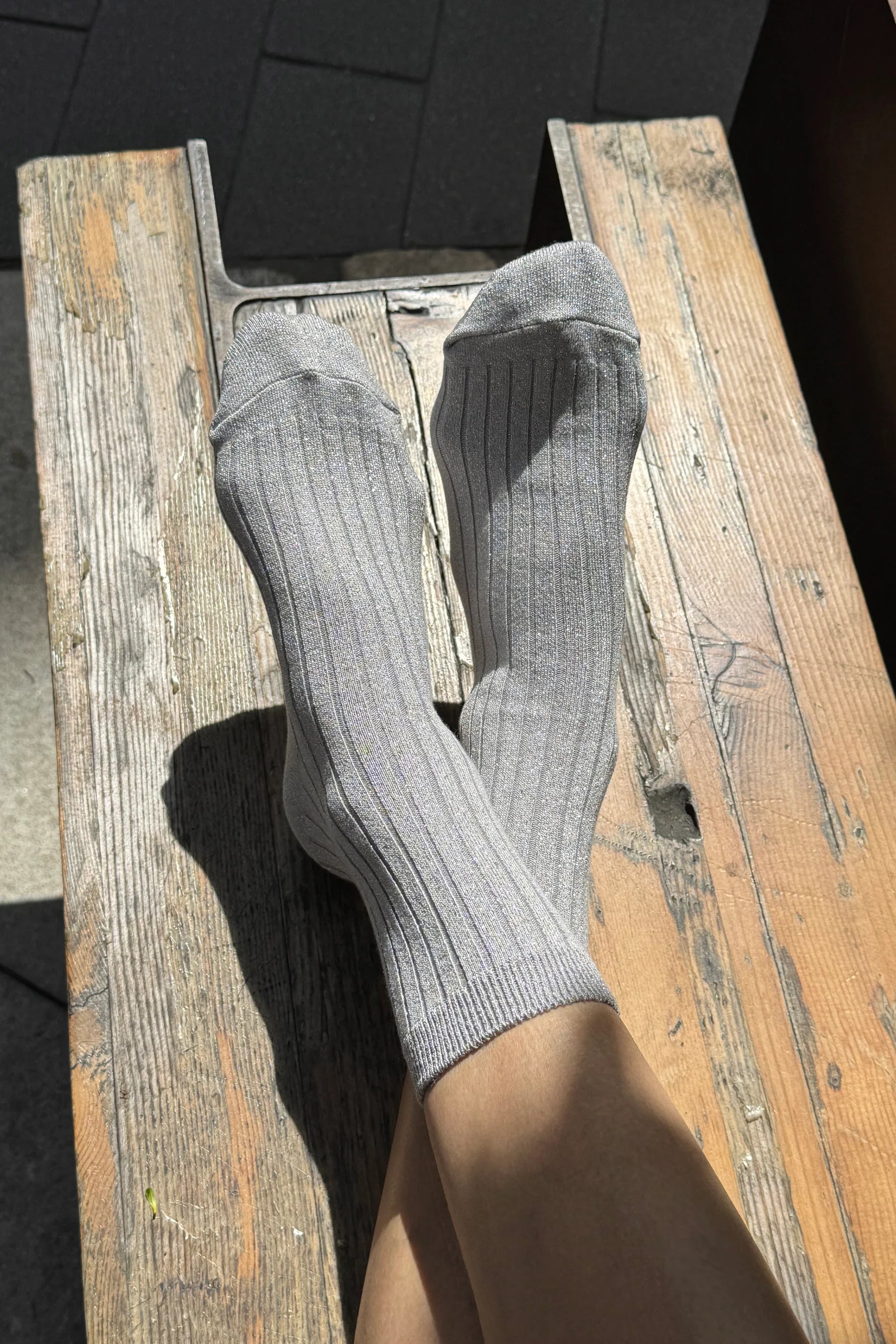 Le Bon Shoppe Her Socks Modal Lurex // Silver