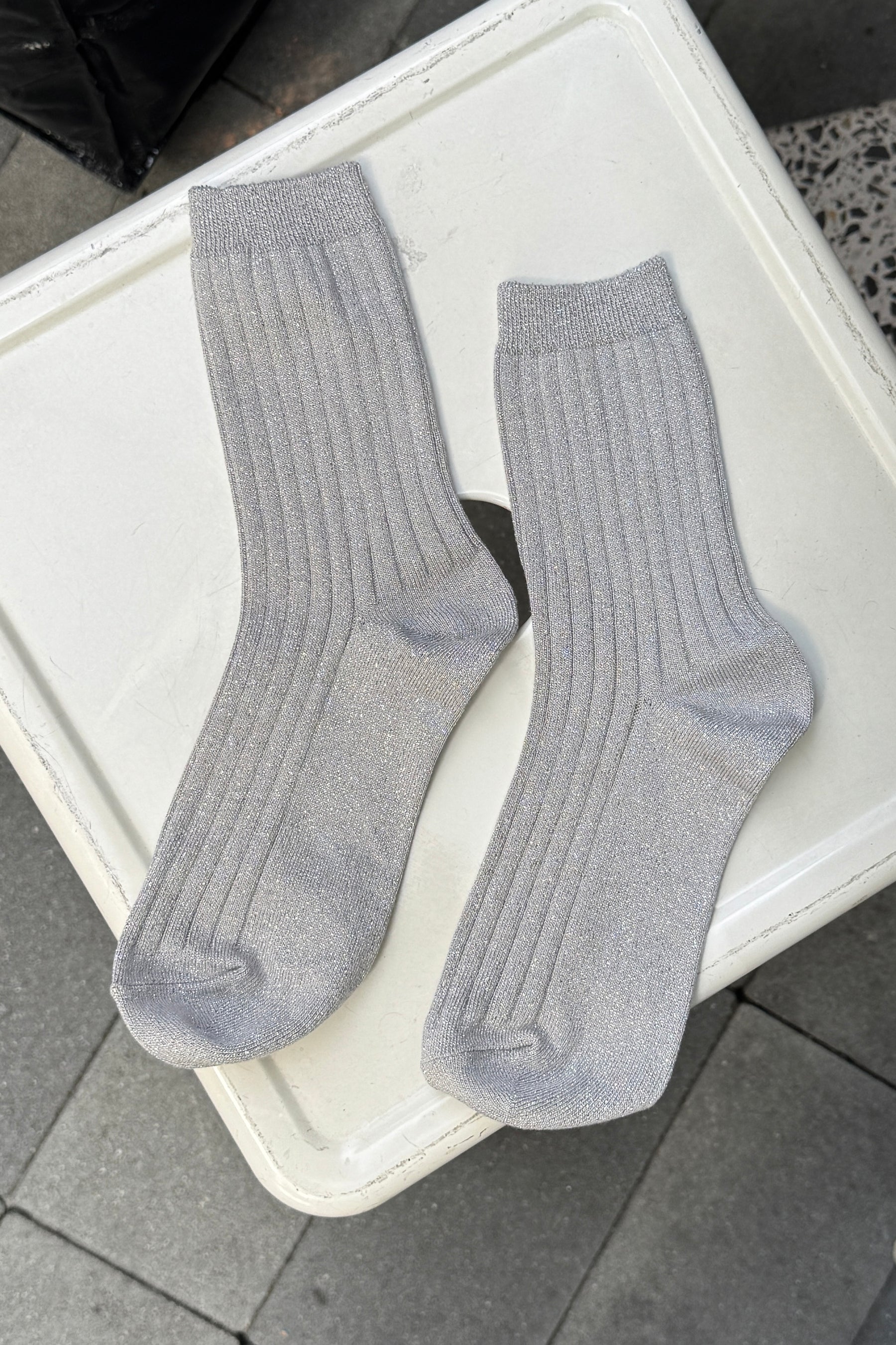 Le Bon Shoppe Her Socks Modal Lurex // Silver