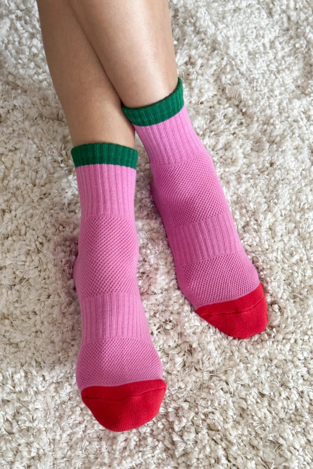 Le Bon Shoppe Girlfriend Socks // Rose, Green