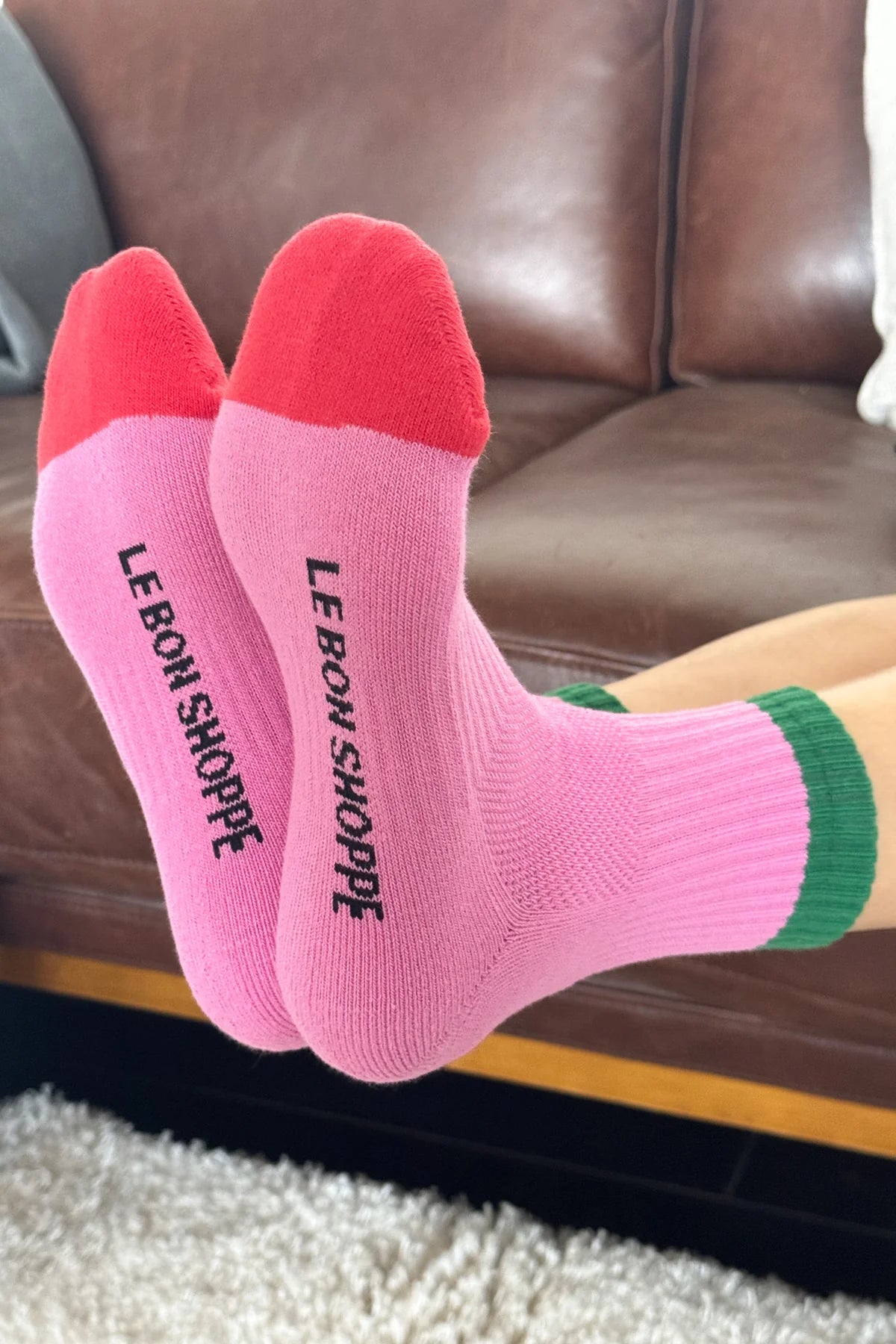 Le Bon Shoppe Girlfriend Socks // Rose, Green
