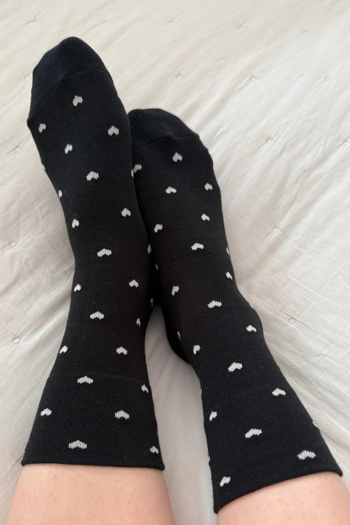 Le Bon Shoppe Sneaker Socks Heart // Black, Cream