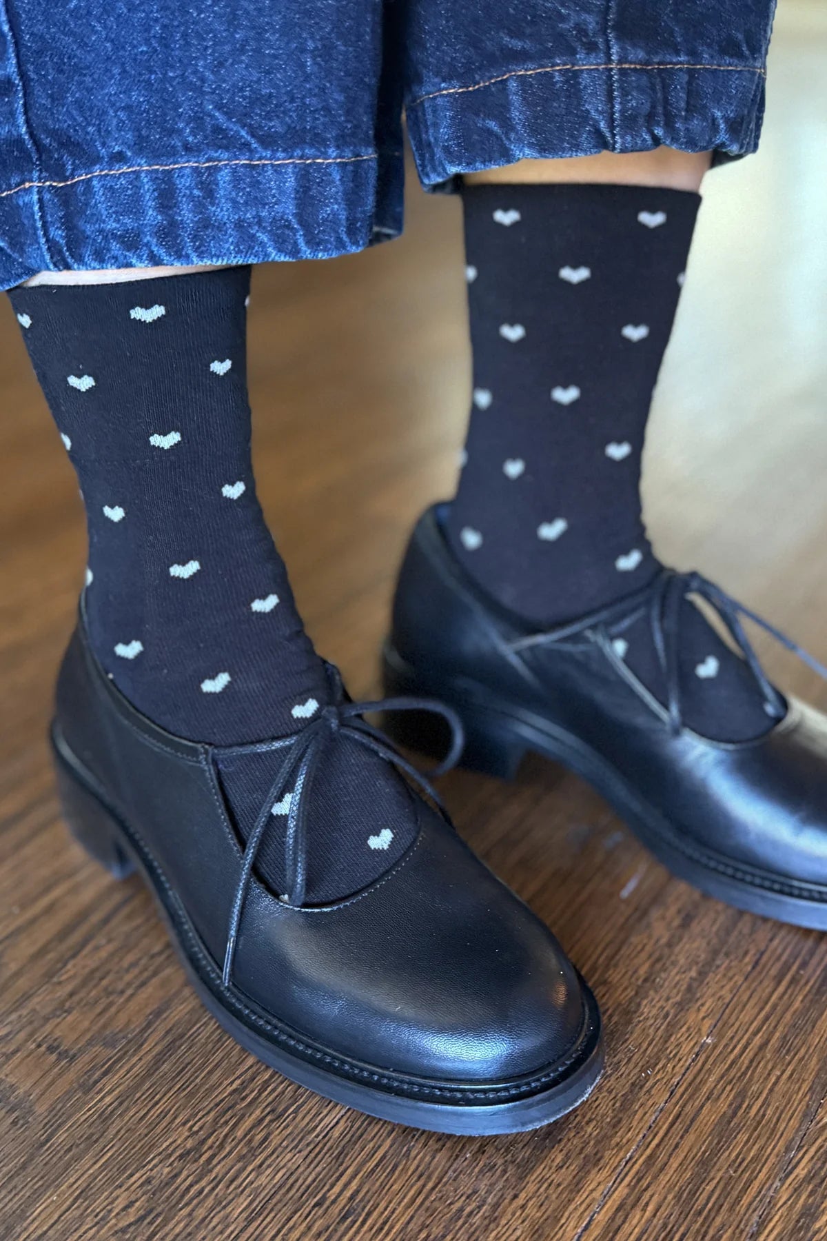 Le Bon Shoppe Sneaker Socks Heart // Black, Cream