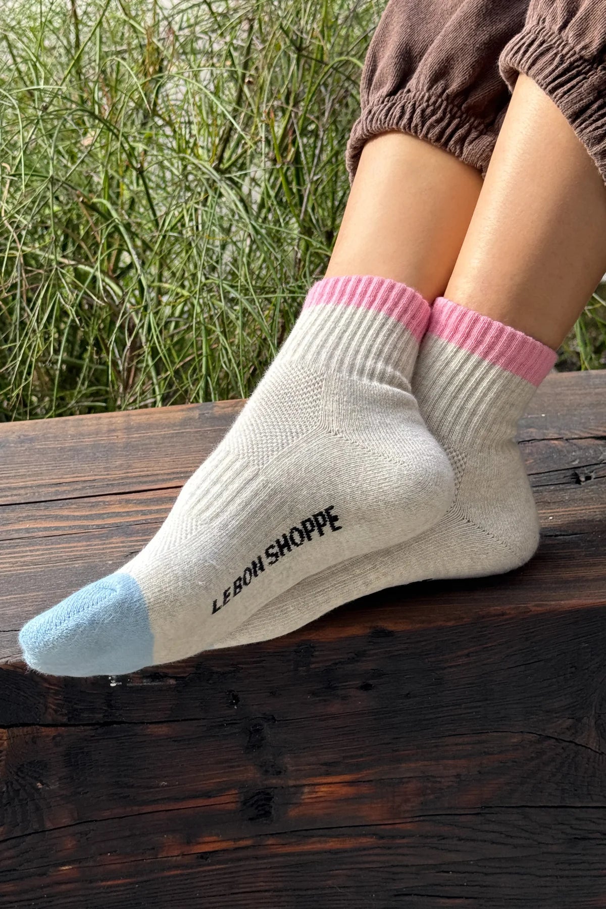 Le Bon Shoppe Girlfriend Socks // Grey Pink