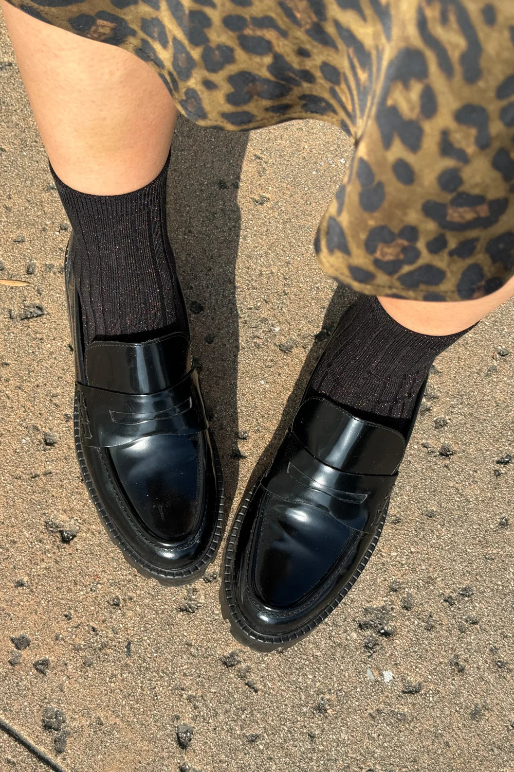 Le Bon Shoppe Her Socks Modal Lurex // Copper Black