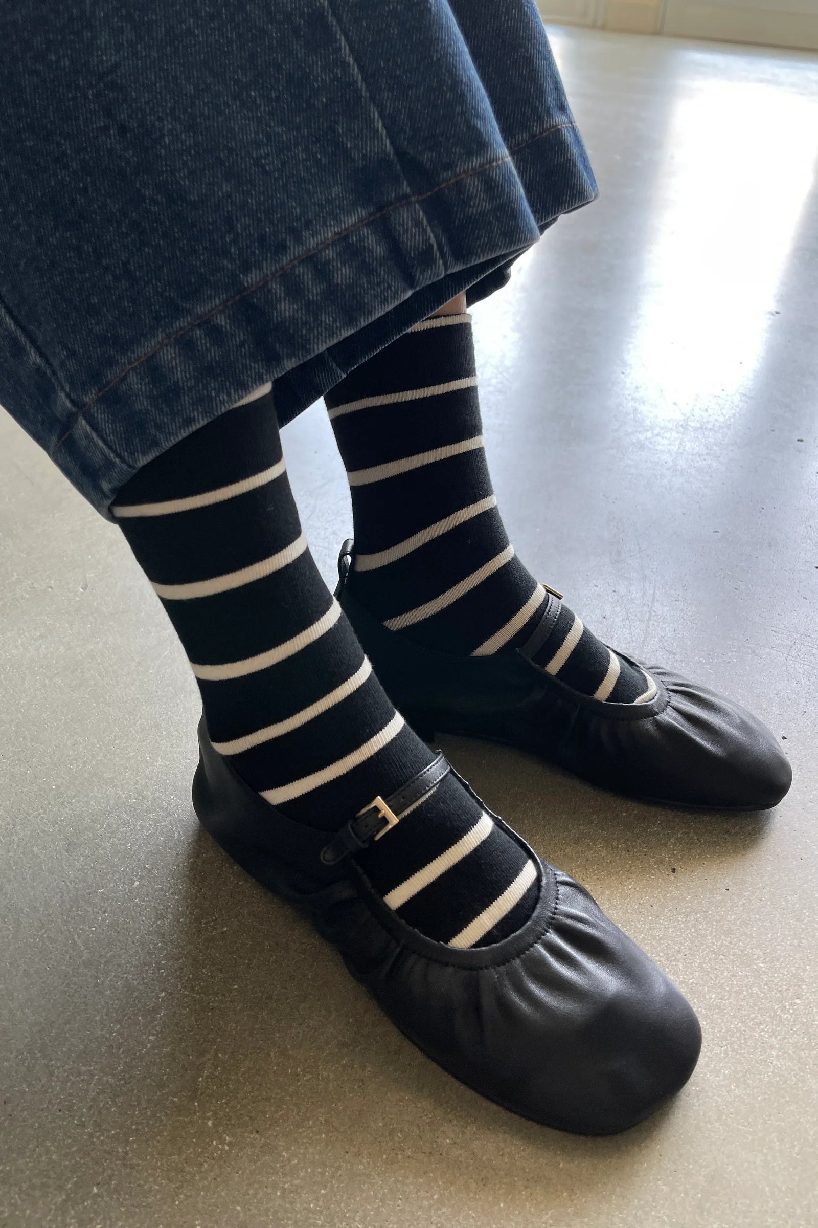 Le Bon Shoppe Wally Socks // Black Stripe