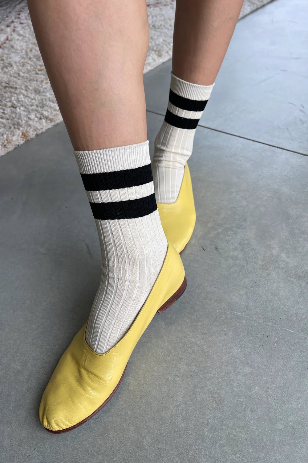 Le Bon Shoppe Her Varsity Socks // Cream Black