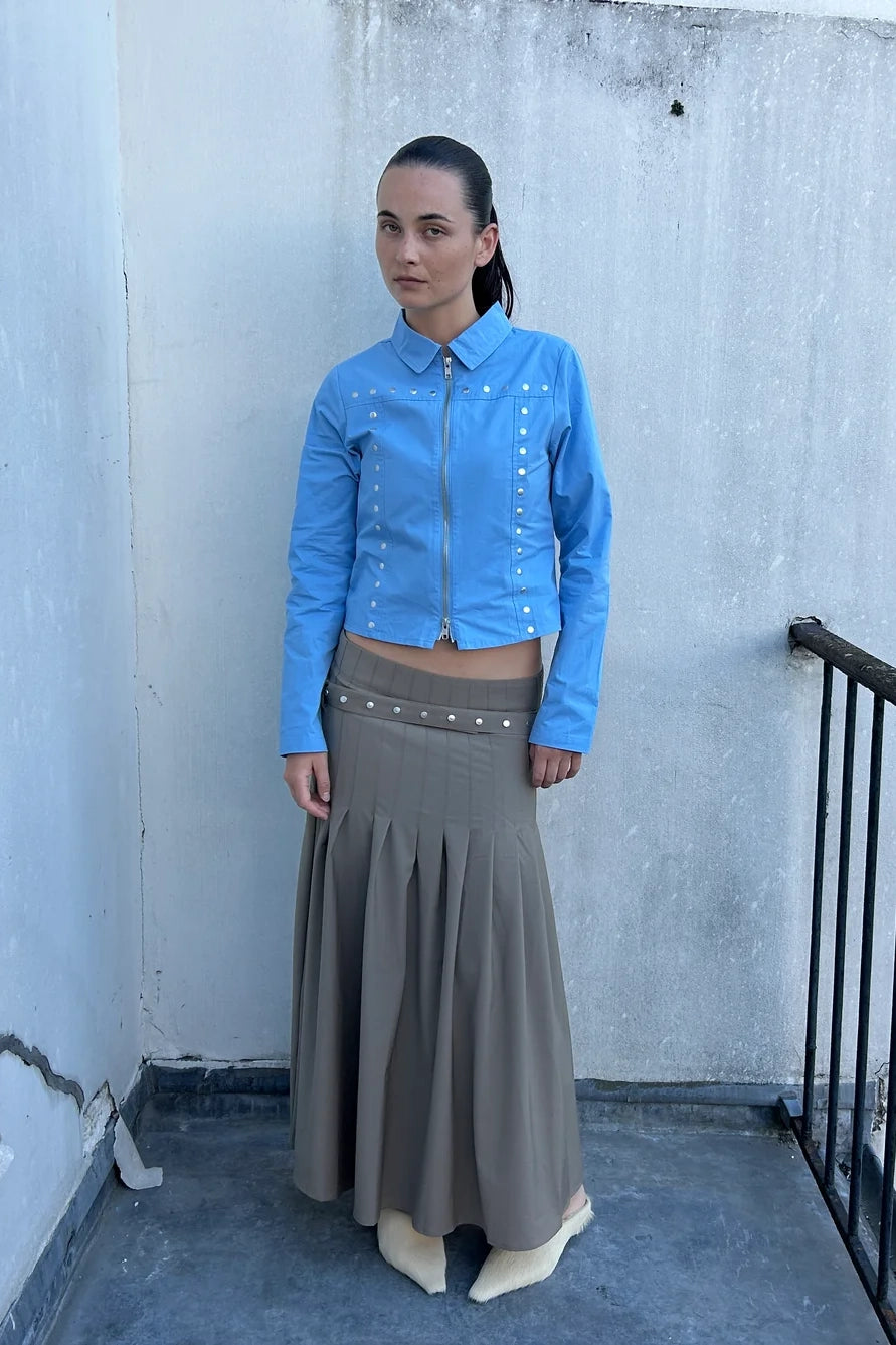 Muse Greta Pleat Skirt // Olive Taupe