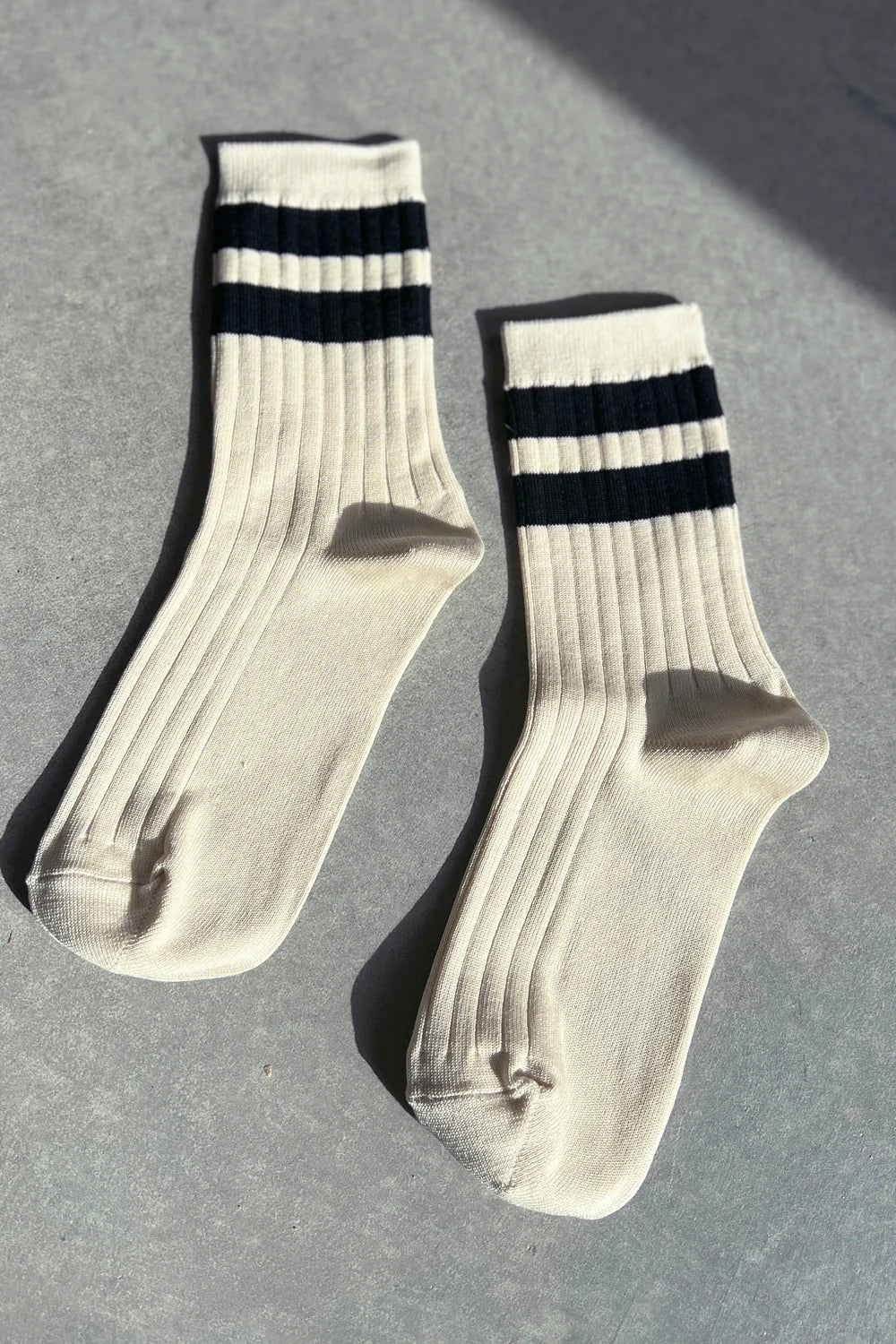 Le Bon Shoppe Her Varsity Socks // Cream Black