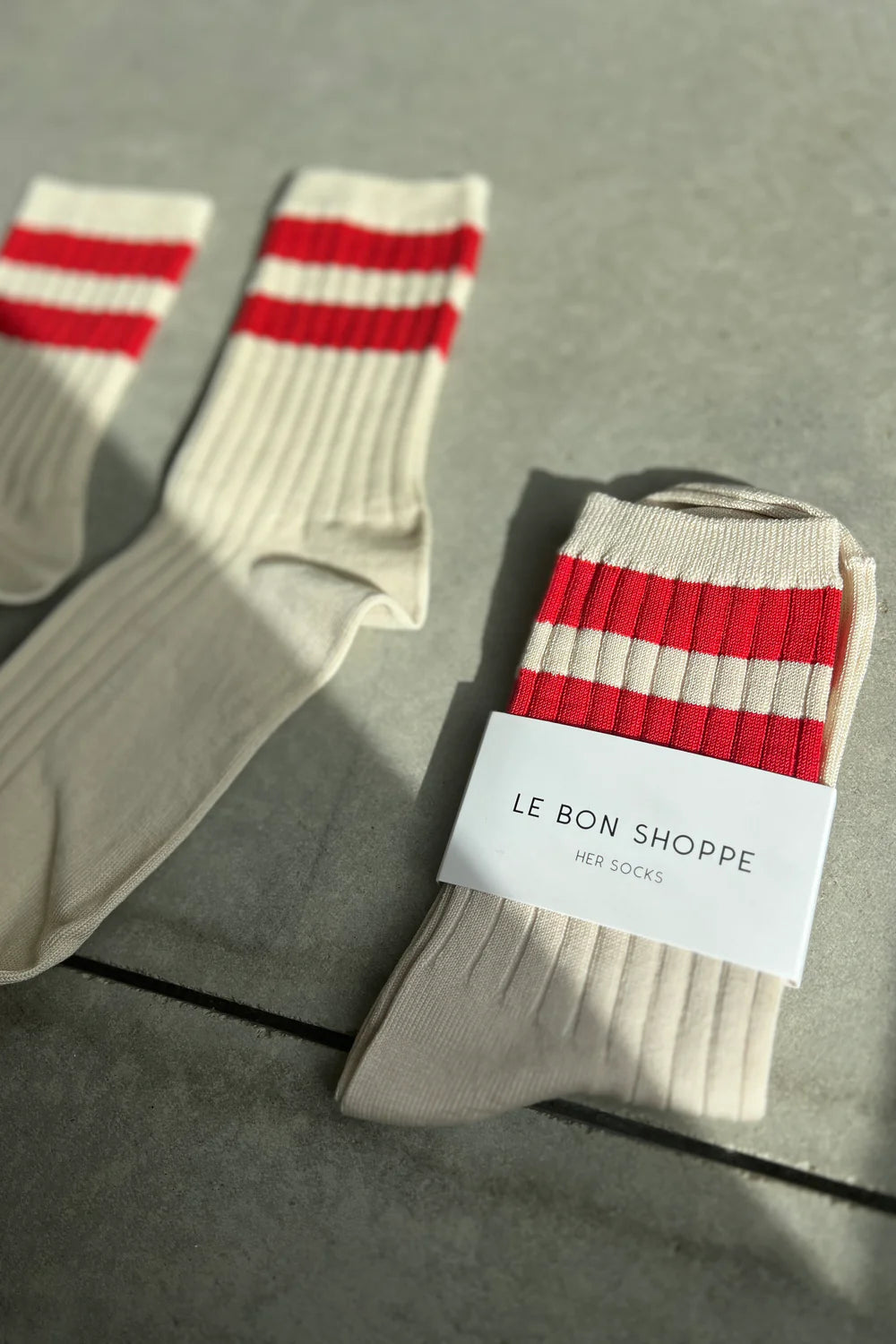 Le Bon Shoppe Her Varsity Socks // Red
