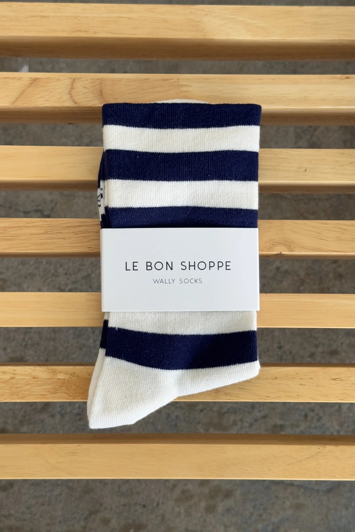 Le Bon Shoppe Wally Socks // Wide Navy Stripe