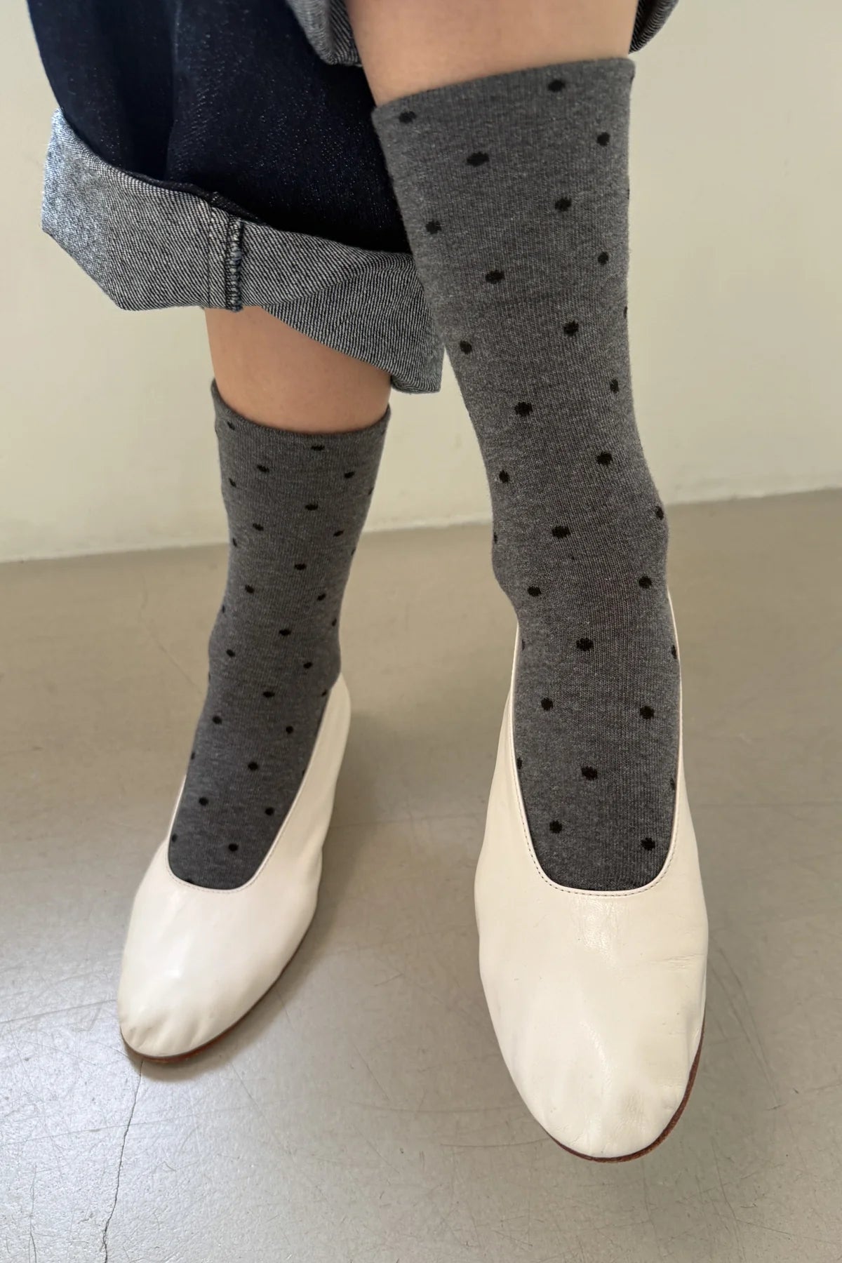 Le Bon Shoppe Sneaker Socks Polka Dot //Charcoal, Black