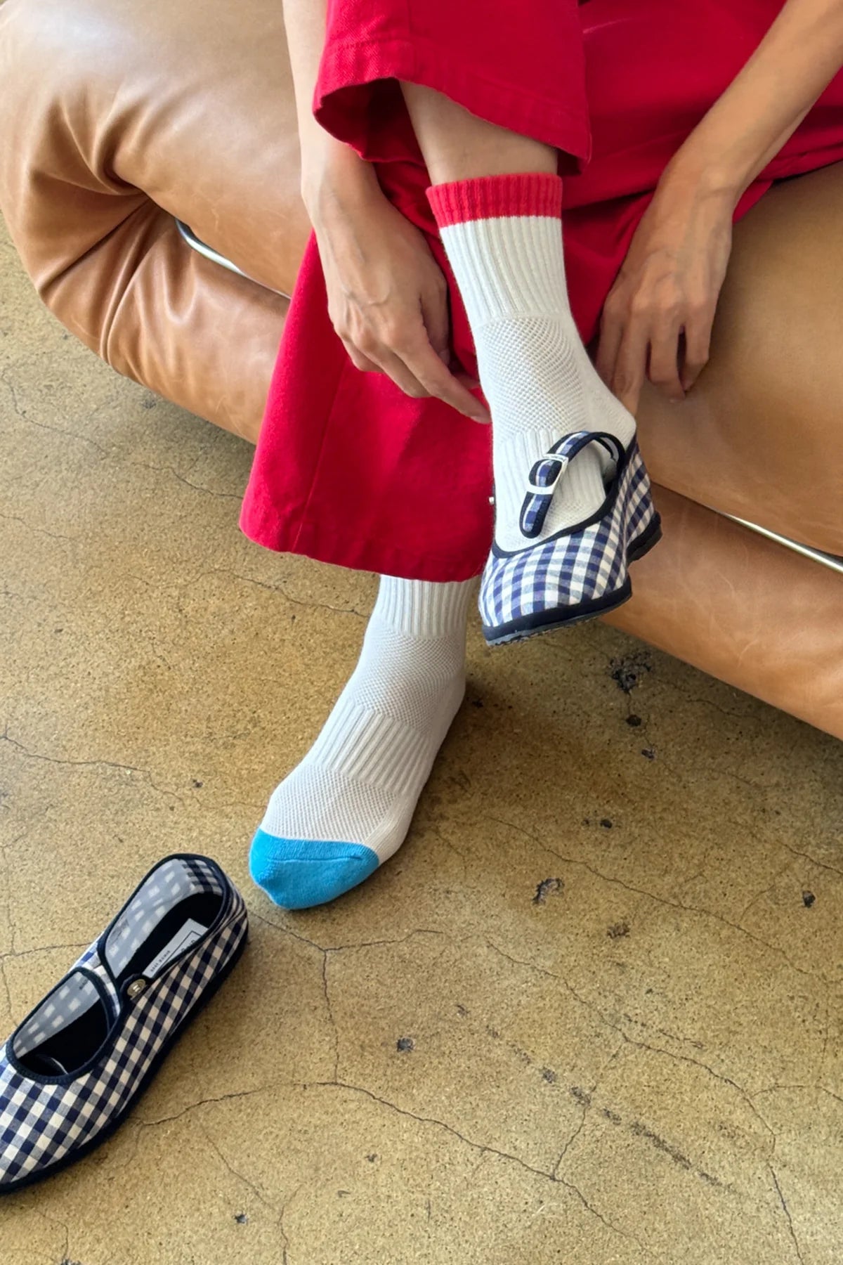 Le Bon Shoppe Girlfriend Socks // Blue, Red