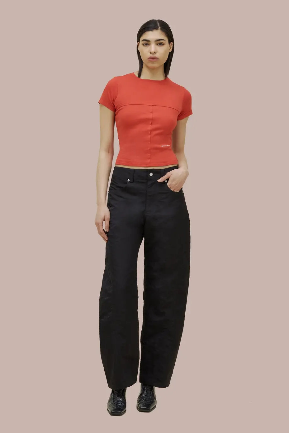 Eckhaus Latta Lapped Baby Tee // Red