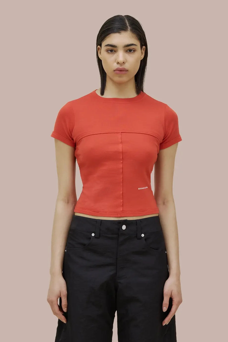 Eckhaus Latta Lapped Baby Tee // Red