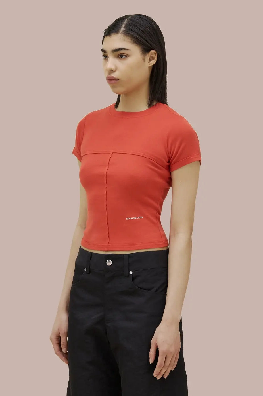 Eckhaus Latta Lapped Baby Tee // Red