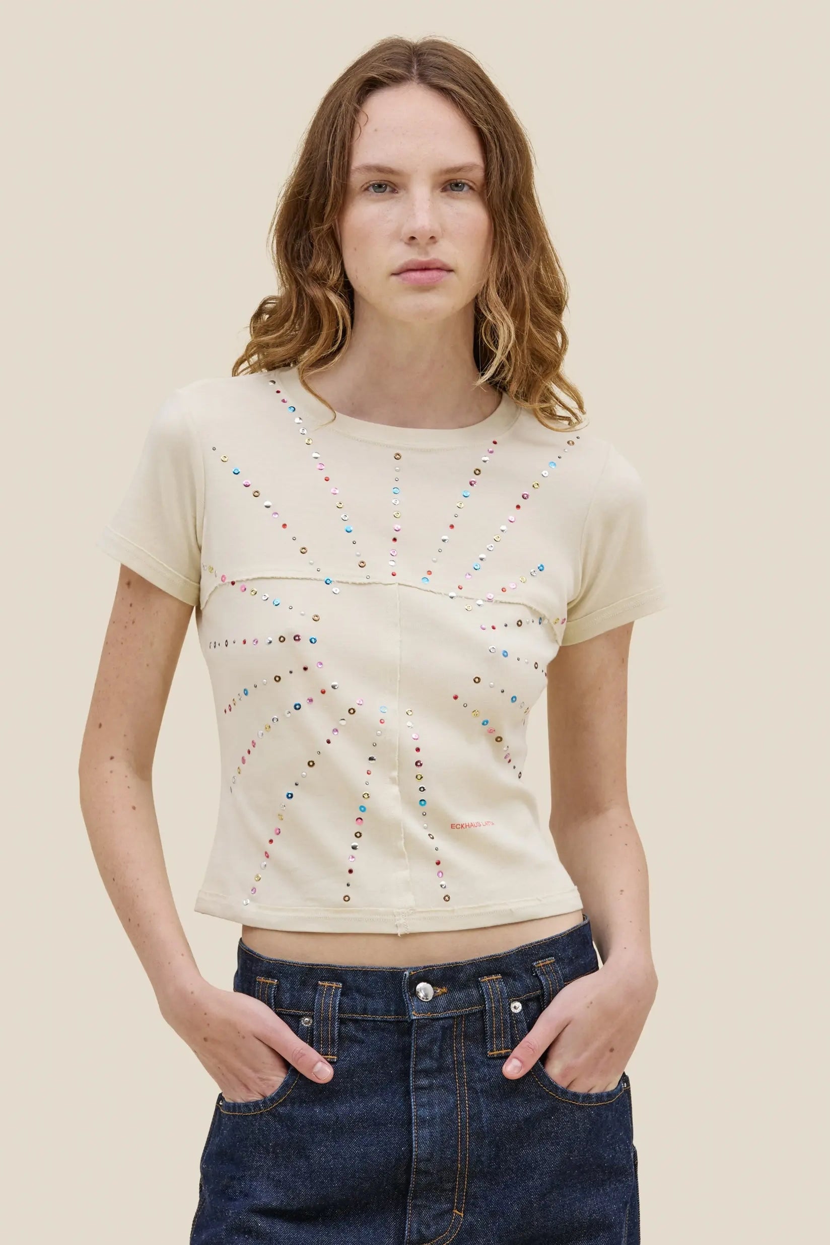 Eckhaus Latta Lapped Baby Tee // Sunburst