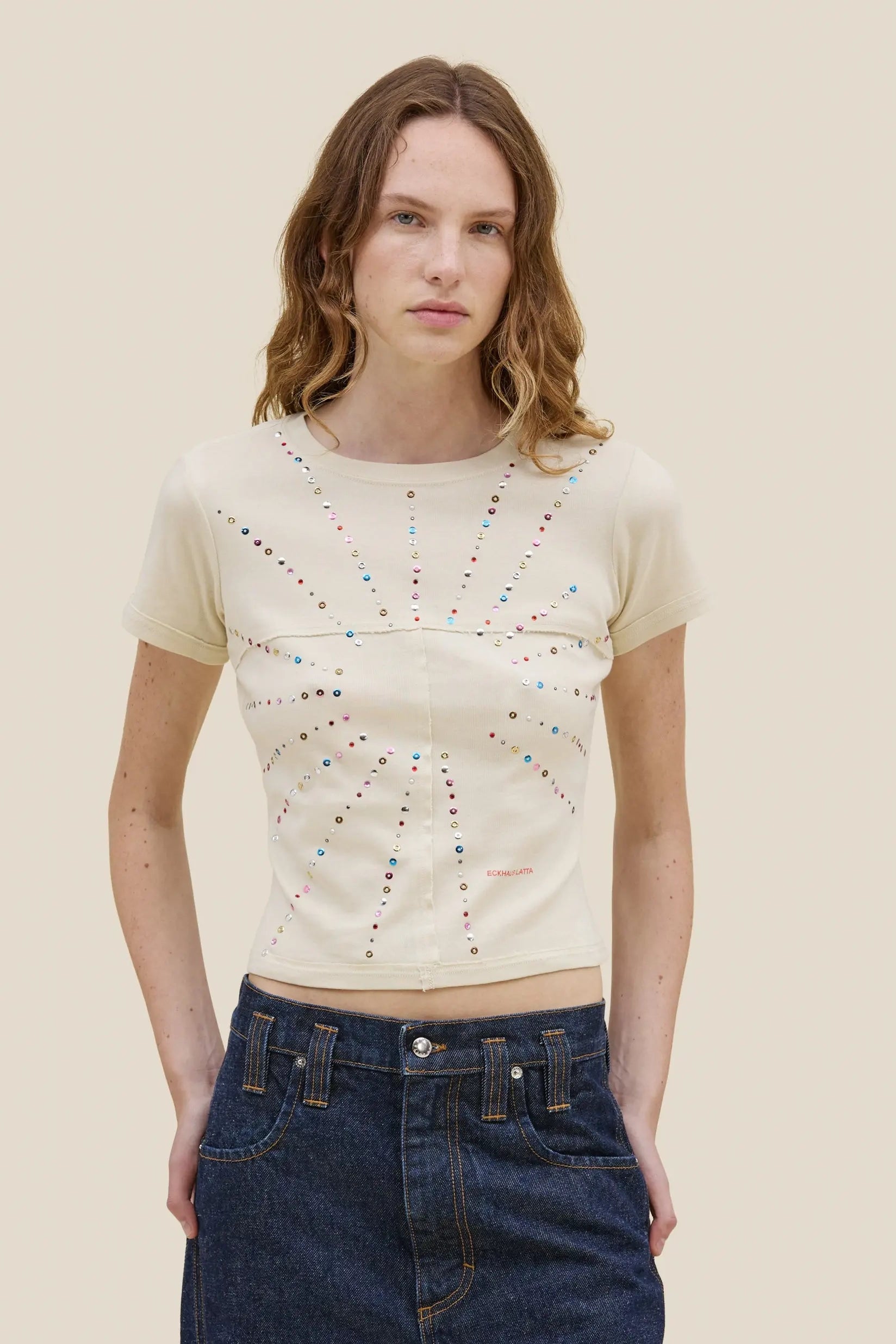 Eckhaus Latta Lapped Baby Tee // Sunburst