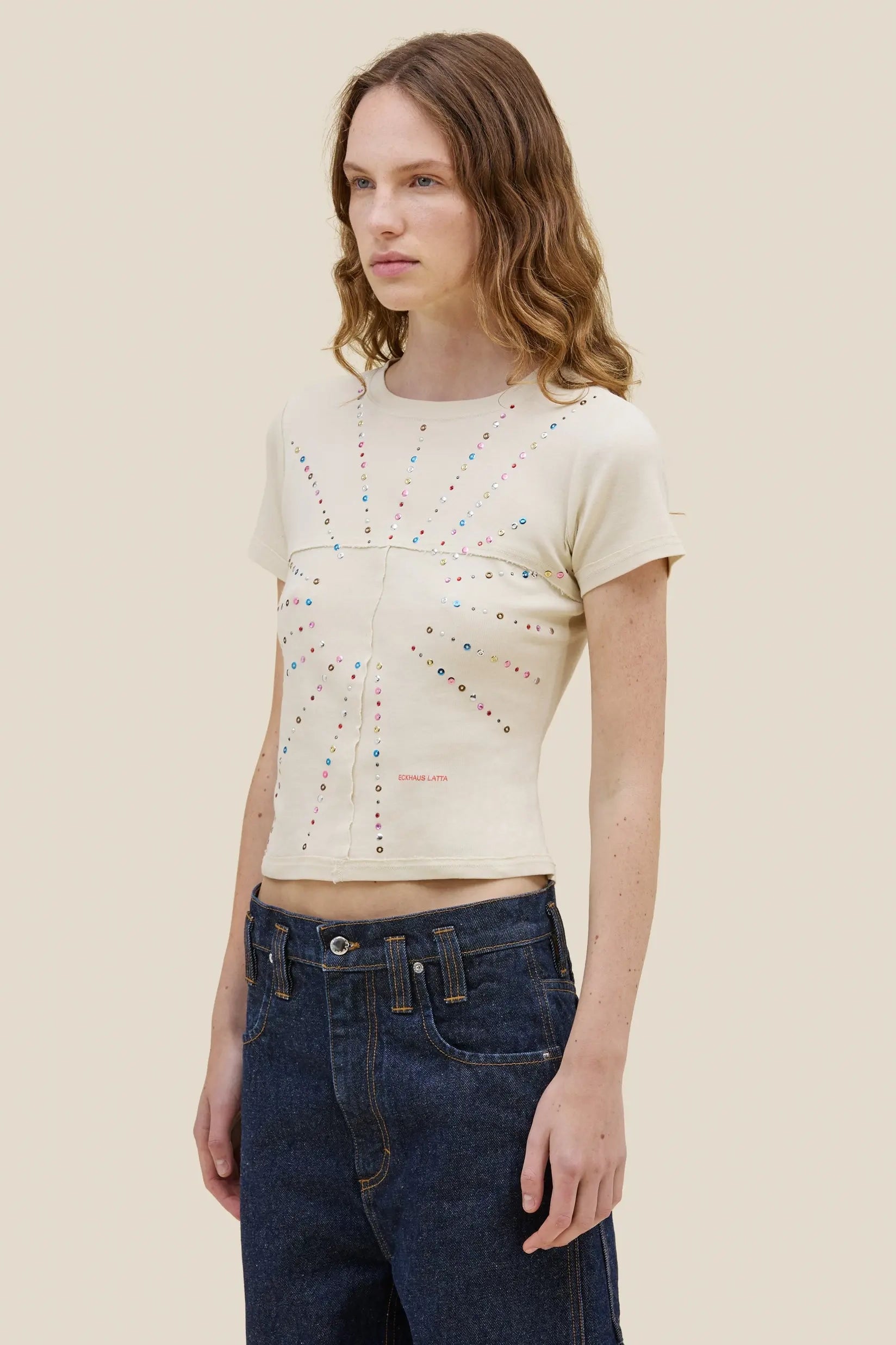 Eckhaus Latta Lapped Baby Tee // Sunburst