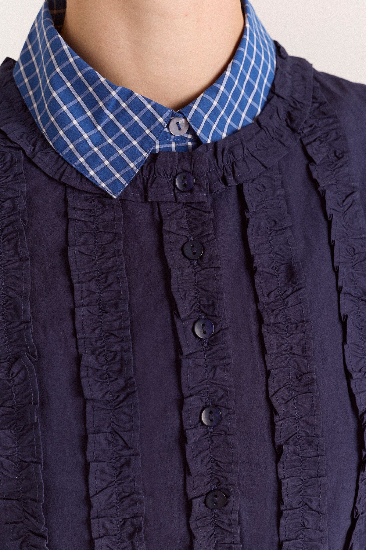 Damson Madder Leighton Ruffle Blouse // Navy