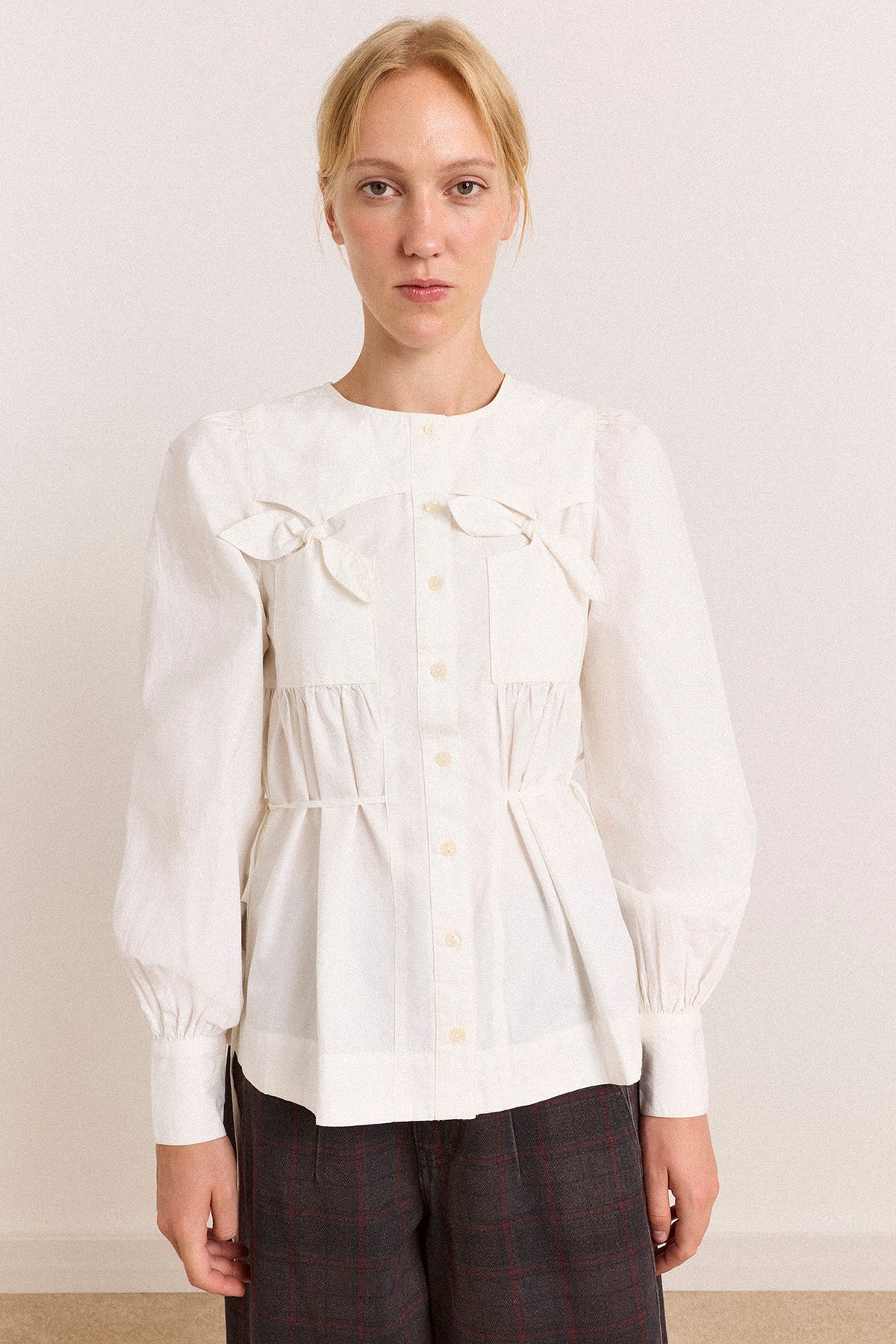 Damson Madder Lettie Bow Blouse // White