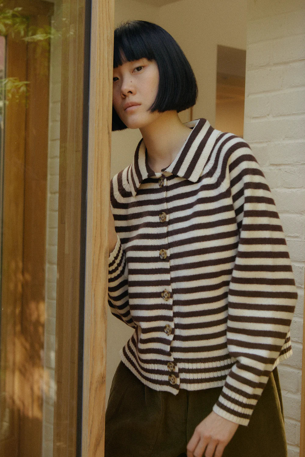 L.F. Markey Lytton Cardigan // Espresso Stripe