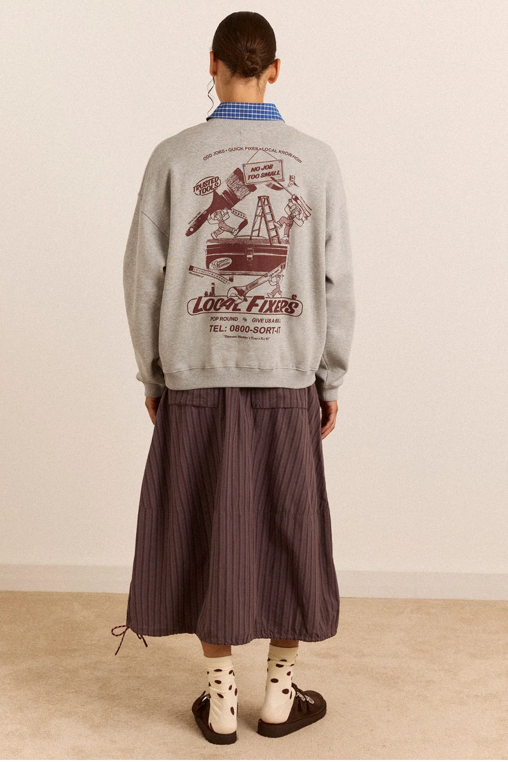 Damson Madder Local Fixers Sweatshirt // Grey