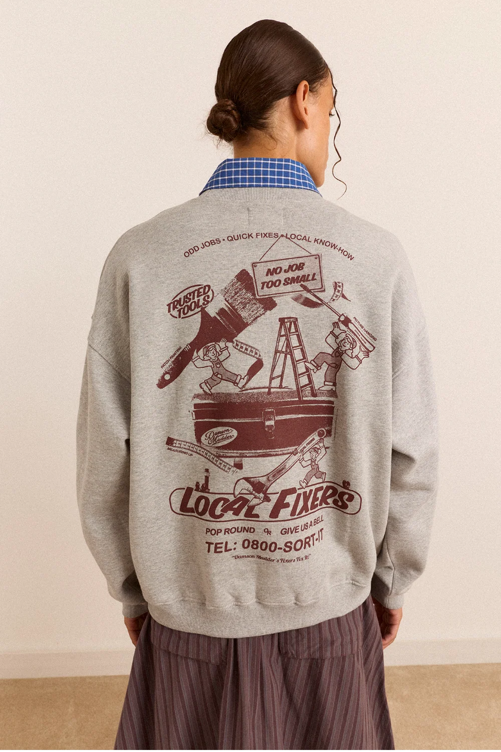 Damson Madder Local Fixers Sweatshirt // Grey