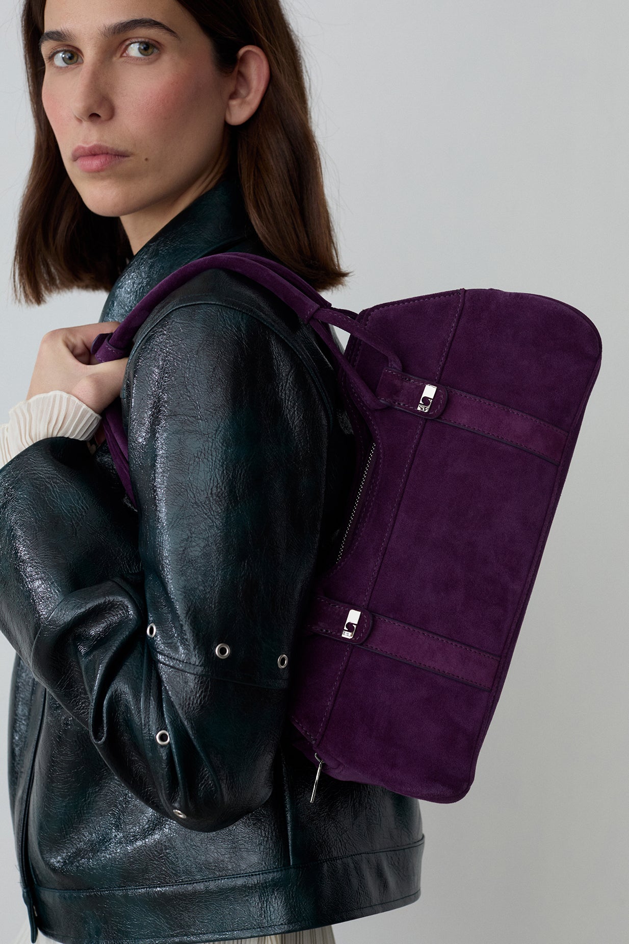 Laagam Jane Suede Bag // Aubergine