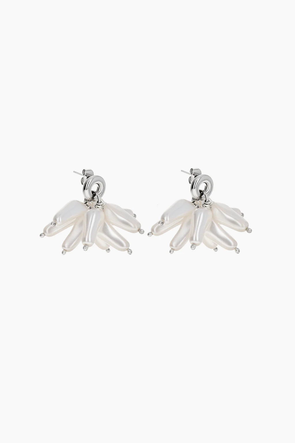 Justine Clenquet Moon Earrings // Silver & Pearl