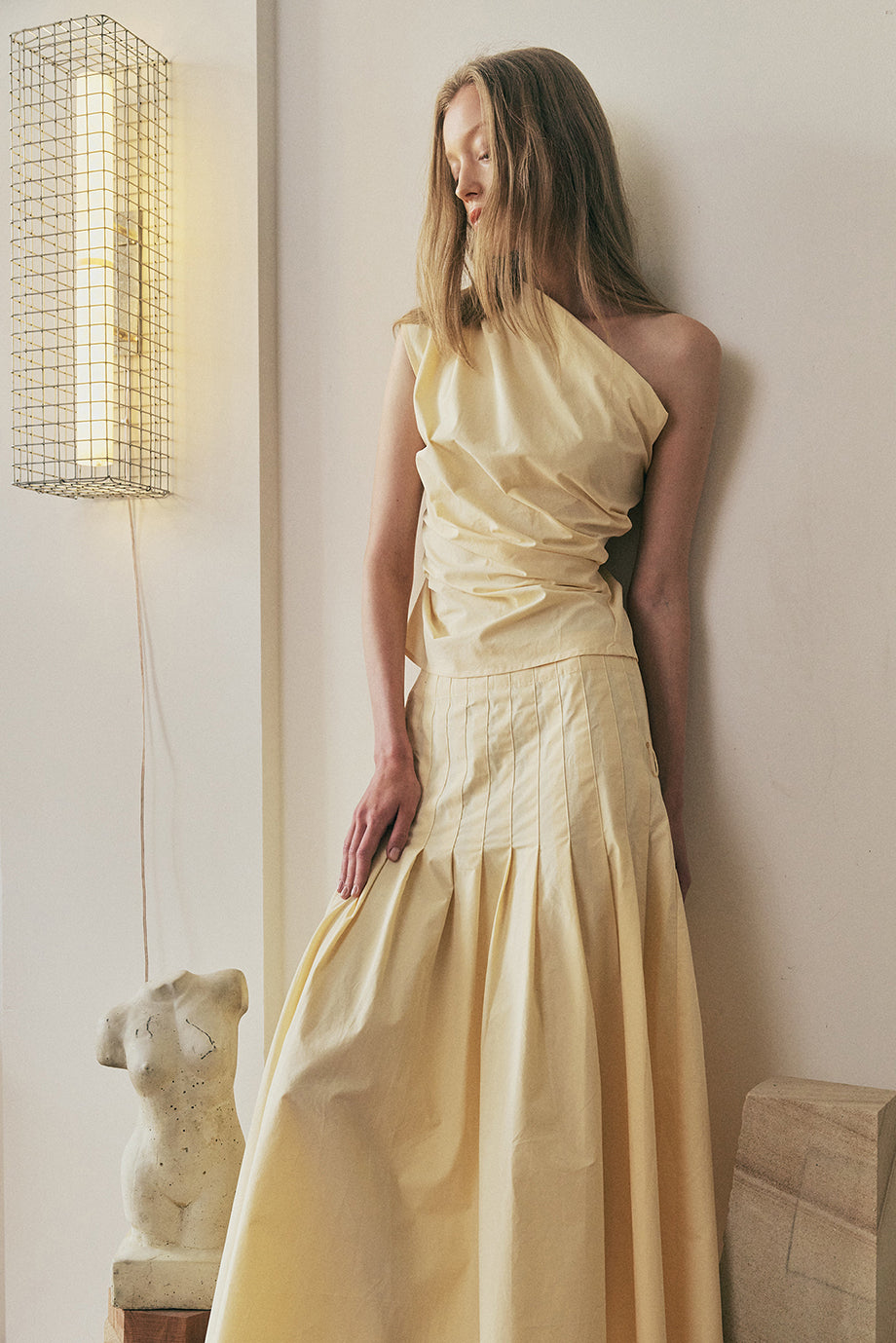 Muse Greta Pleat Skirt // Butter Yellow