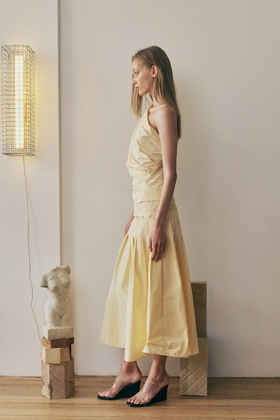 Muse Greta Pleat Skirt // Butter Yellow