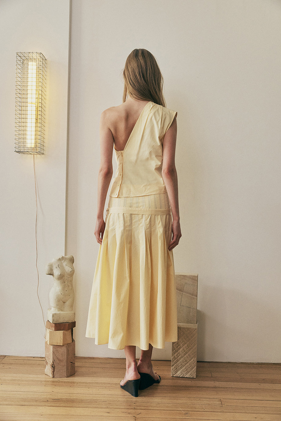Muse Greta Pleat Skirt // Butter Yellow