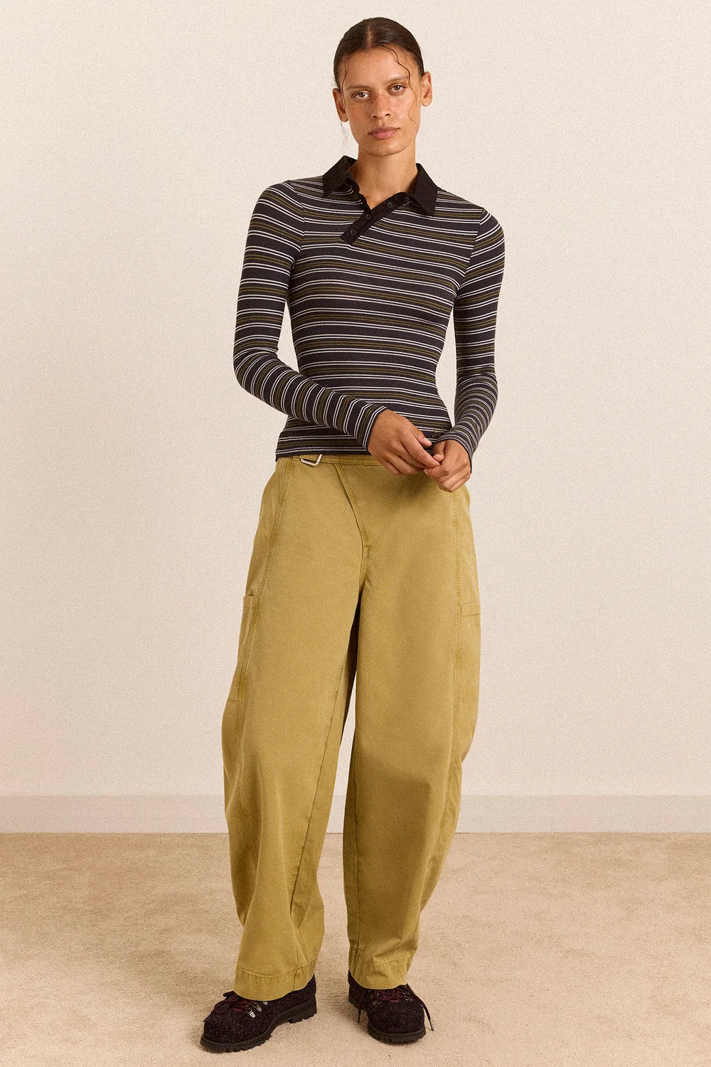 Damson Madder Peyton L/S Polo Jumper // Stripe