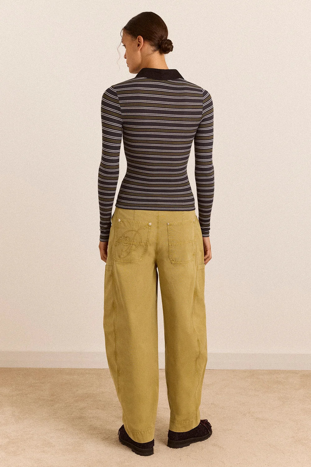 Damson Madder Peyton L/S Polo Jumper // Stripe