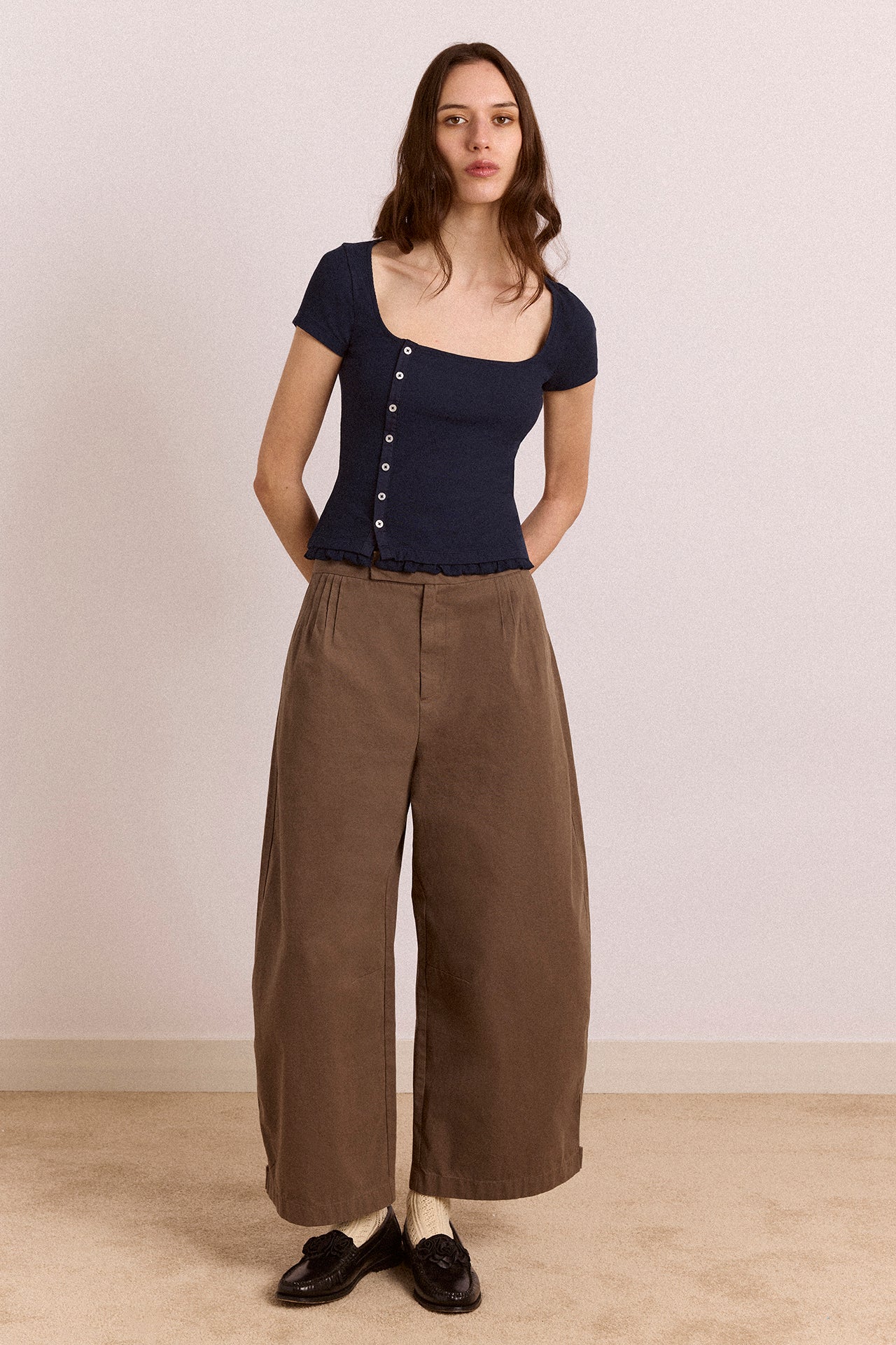 Damson Madder Posie Short Sleeve Top // Navy