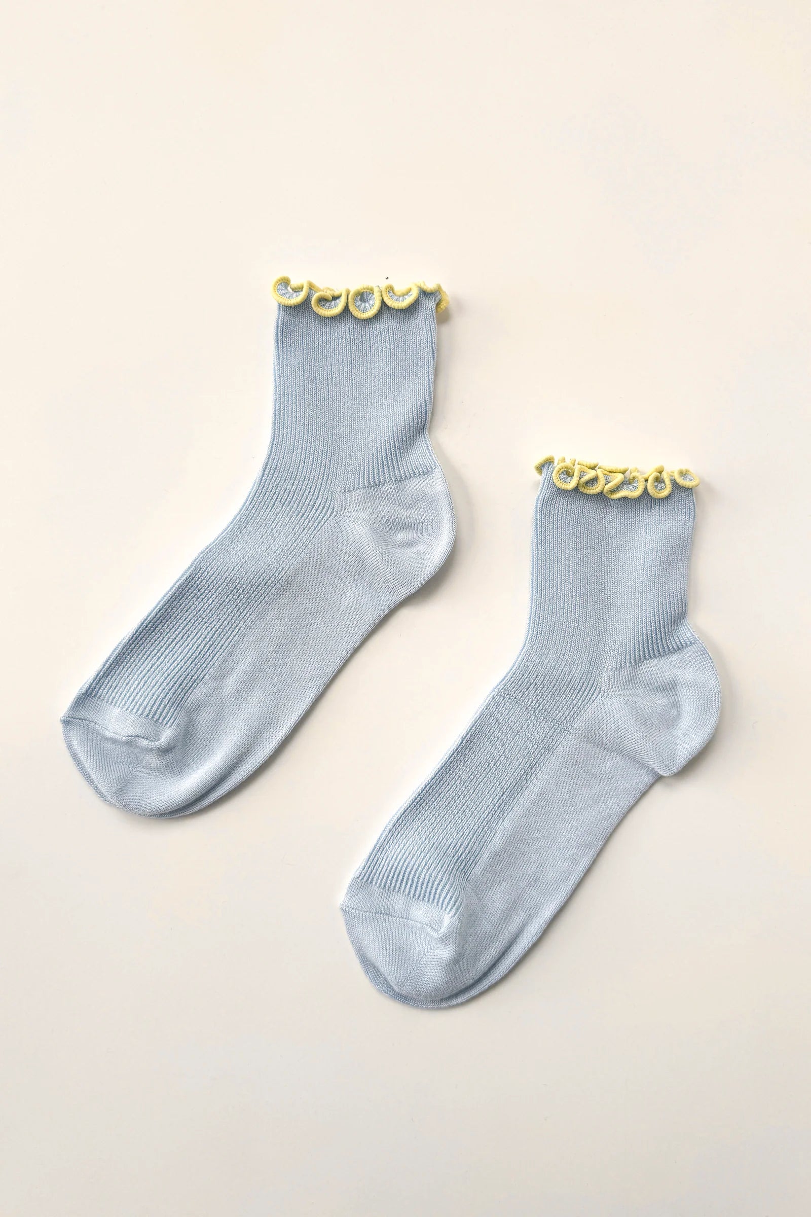 Le Bon Shoppe The Petite Ruffled Modal Socks // Baby Blue, Yellow
