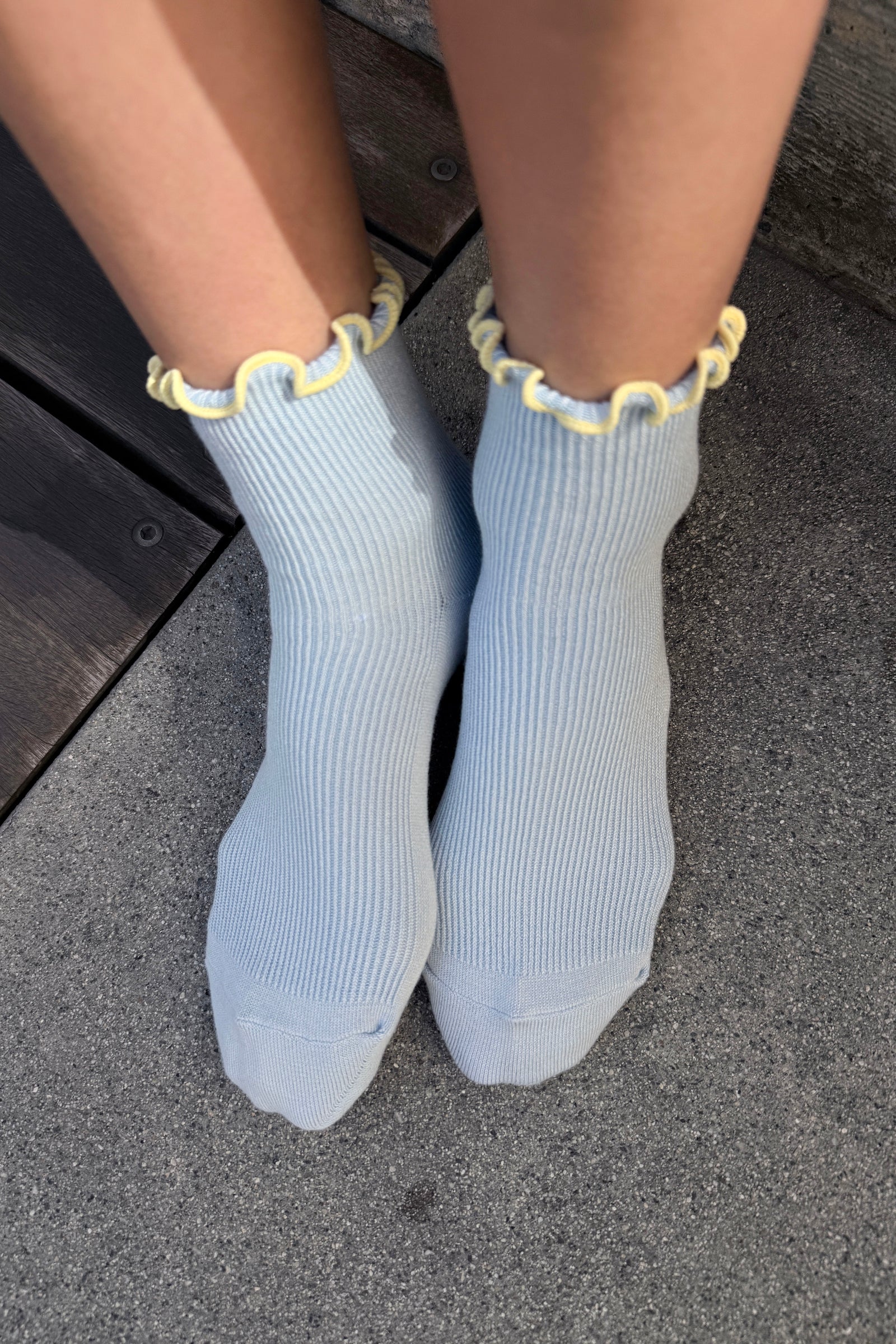 Le Bon Shoppe The Petite Ruffled Modal Socks // Baby Blue, Yellow