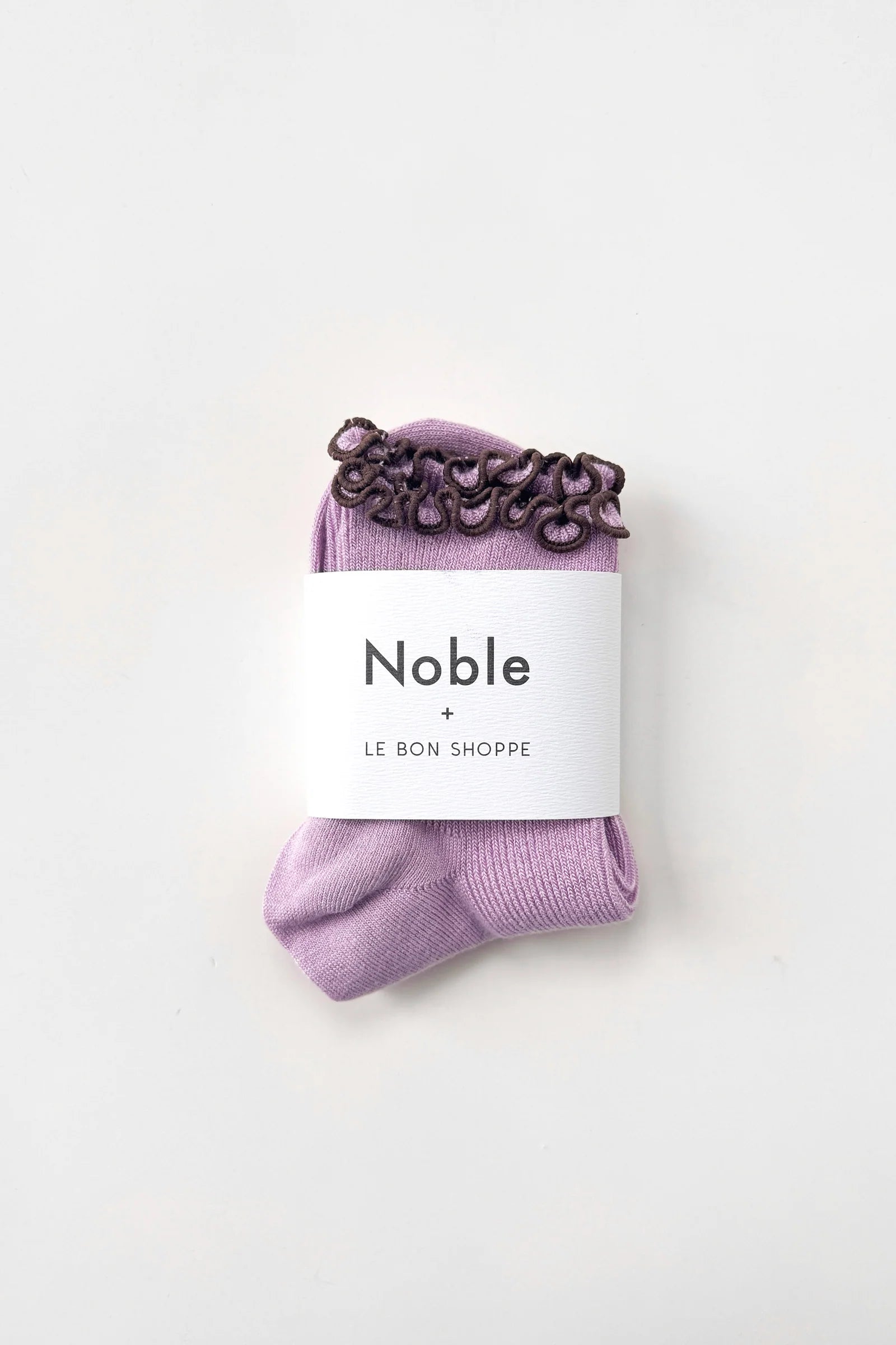 Le Bon Shoppe The Petite Ruffled Modal Socks // Lilac, Brown