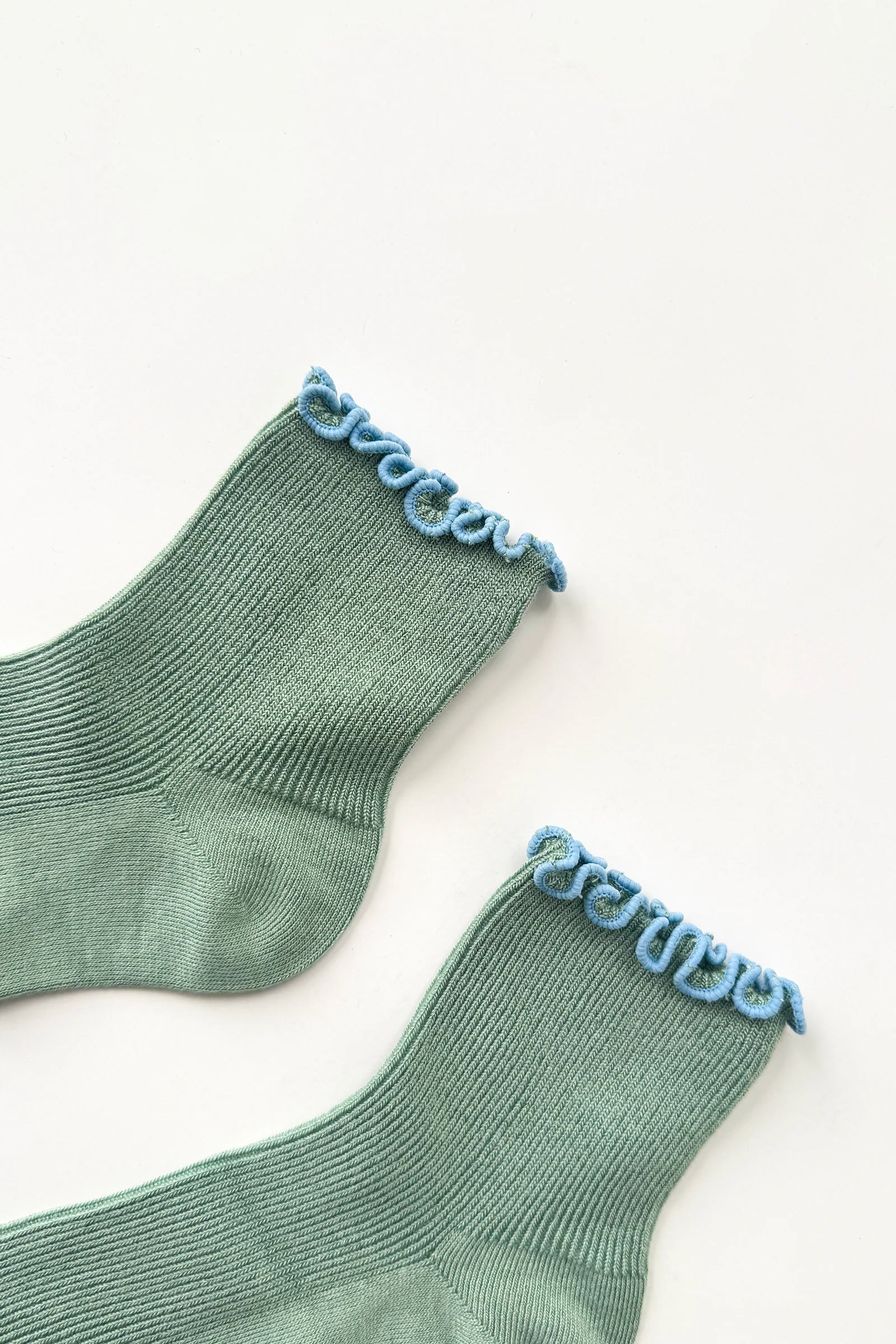 Le Bon Shoppe The Petite Ruffled Modal Socks // Sea glass, Powder Blue