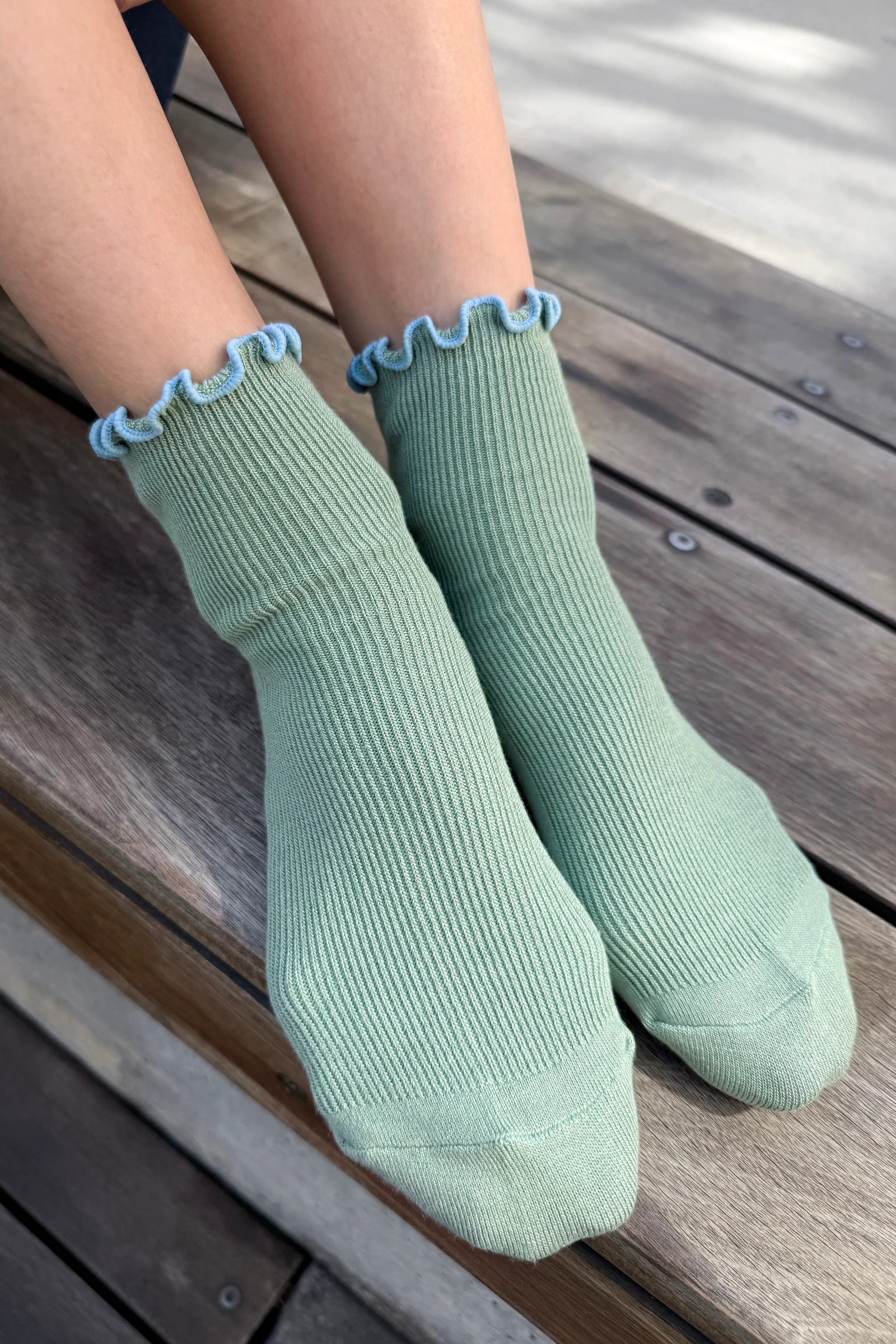 Le Bon Shoppe The Petite Ruffled Modal Socks // Sea glass, Powder Blue