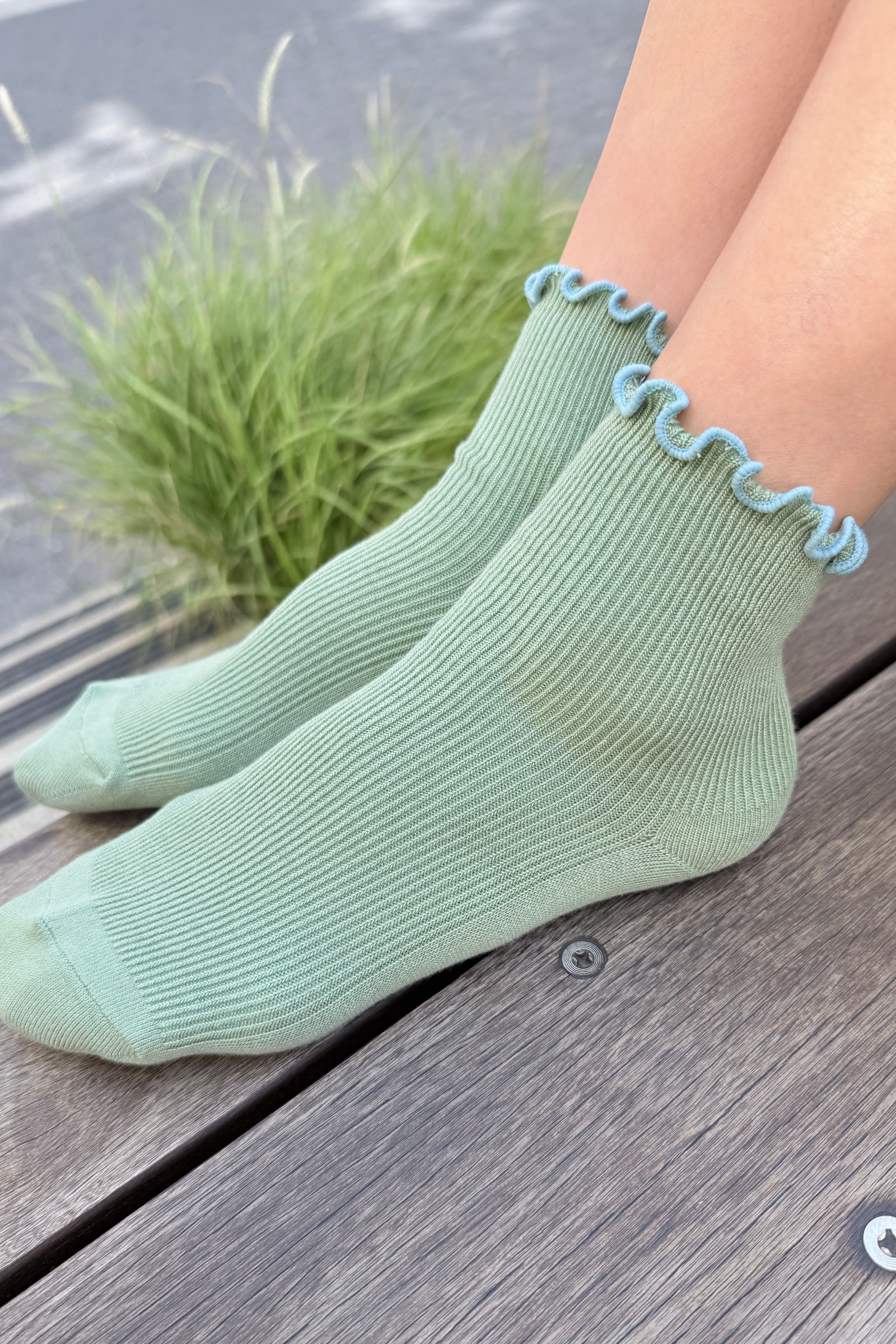 Le Bon Shoppe The Petite Ruffled Modal Socks // Sea glass, Powder Blue